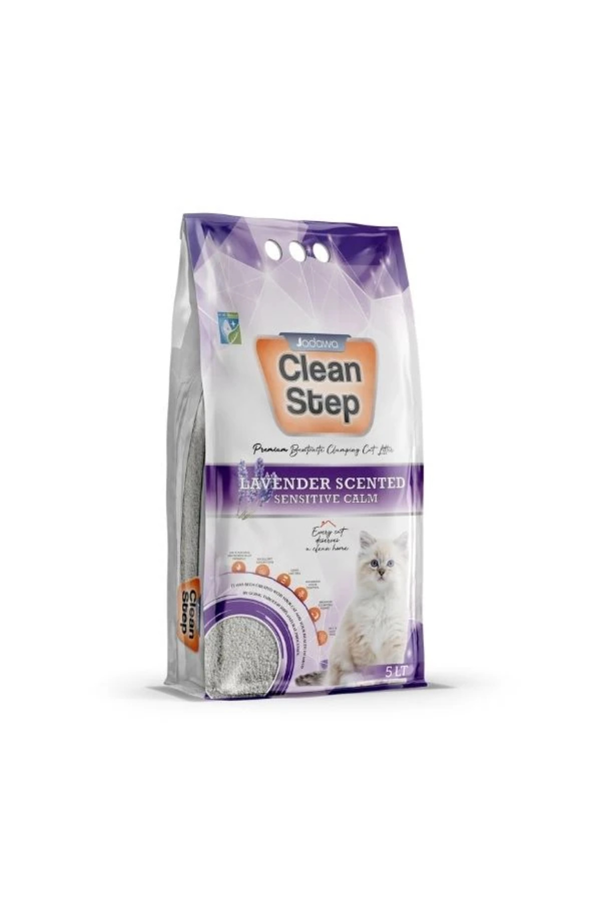 خاک گربه طبیعی کلامپ‌شونده Clean Step با رایحه اسطوخودوس، ۱۰ لیتر، دانه‌ریز