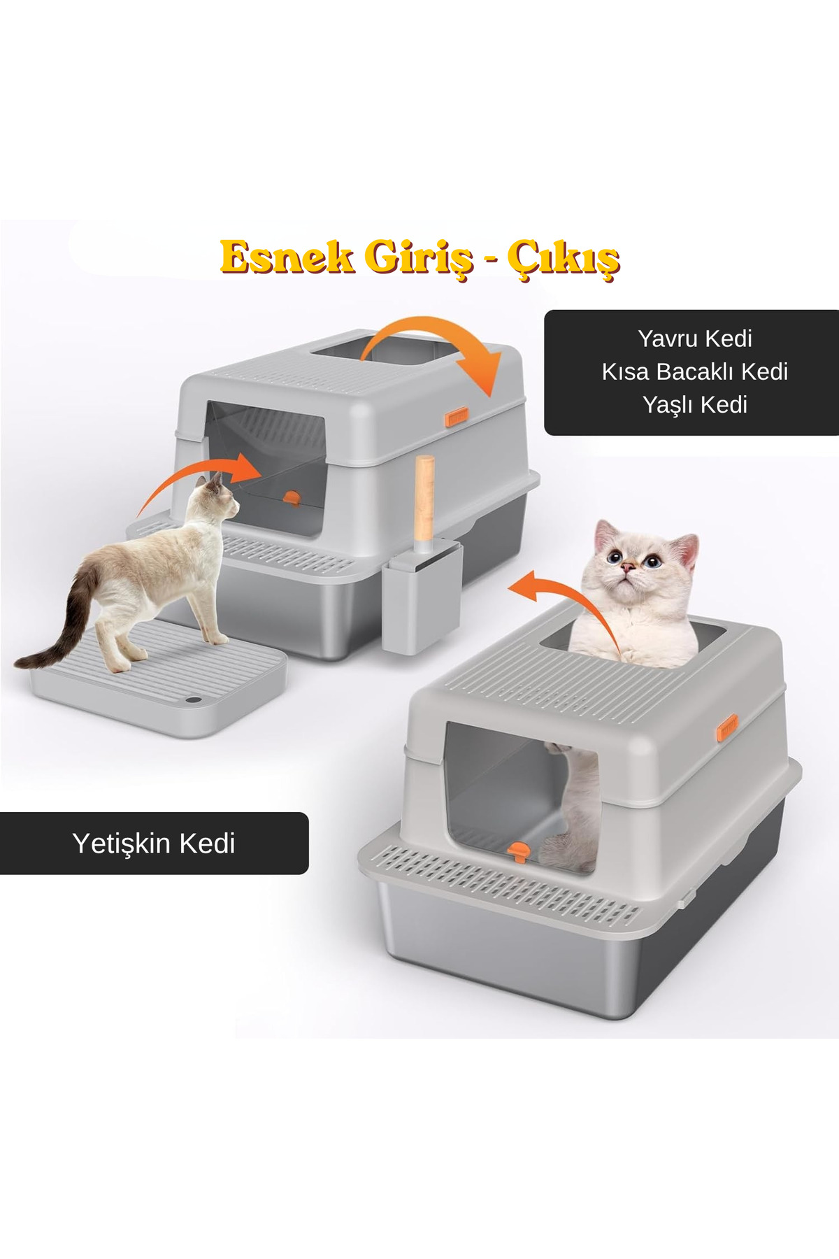 توالت سرپوشیده گربه فینی‌پت FINIPET XL، مدل FNP-CLW-XL، ۳۶ لیتر خاکستری