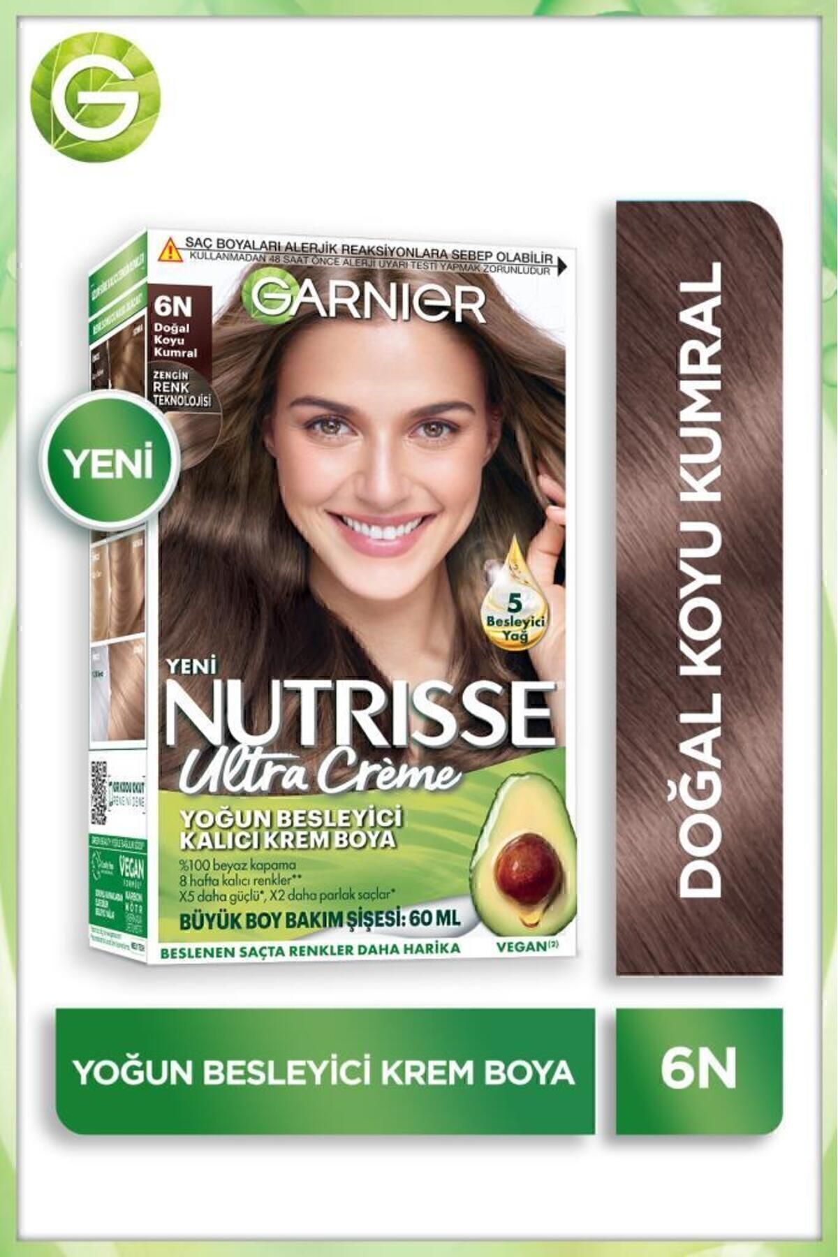 Garnier رنگ مو کرم دائمی غذایی غنی‌کننده مو Nutrisse 6n طبیعی تاریک کرومال