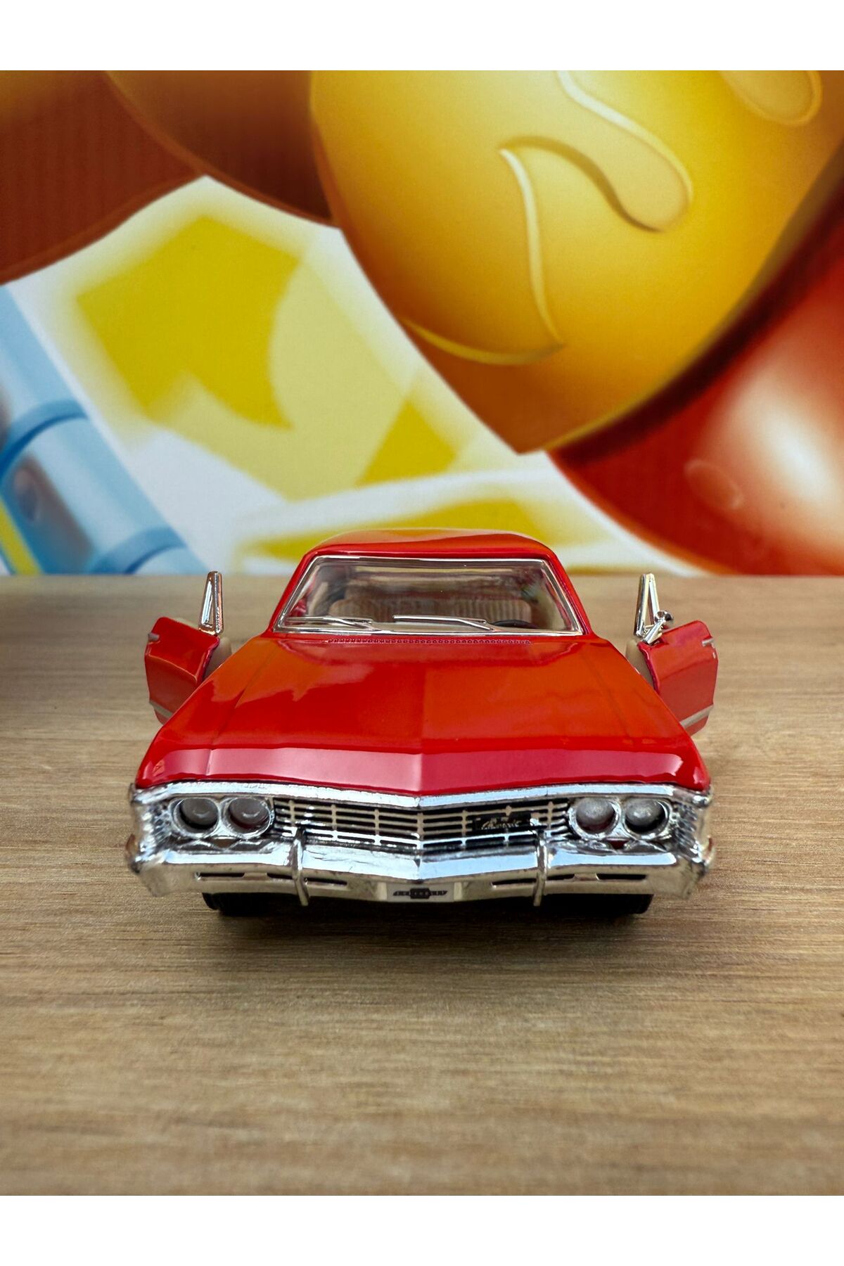 مدل خودرو PULL DROP 1967 شورلت ایمپالا قرمز TOY CAR CHEVY IMPALA اورجینال scntoys