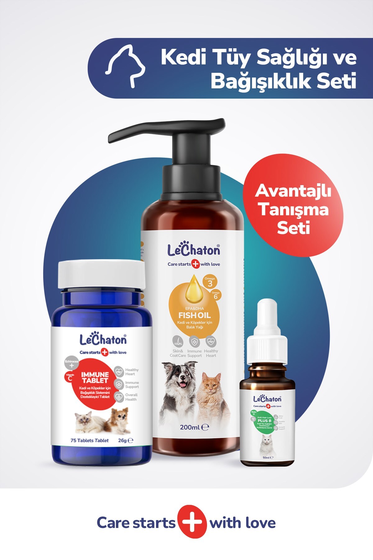 مکمل گربه لوشاتون پت کر LeChaton Pet Care، روغن ماهی، قطره و قرص