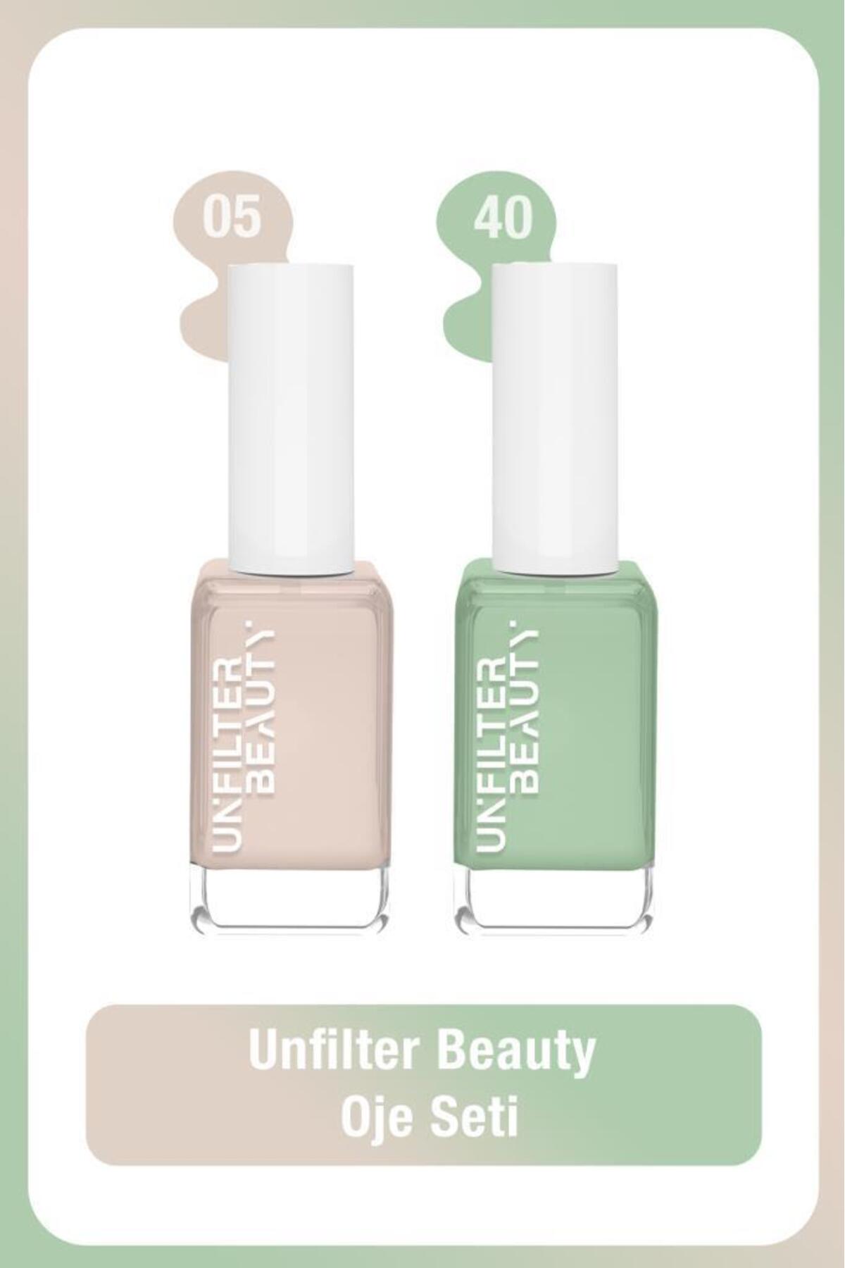 ست لاک ناخن سفید آنفیلتر بیوتی Unfilter Beauty، No:05 و No:40