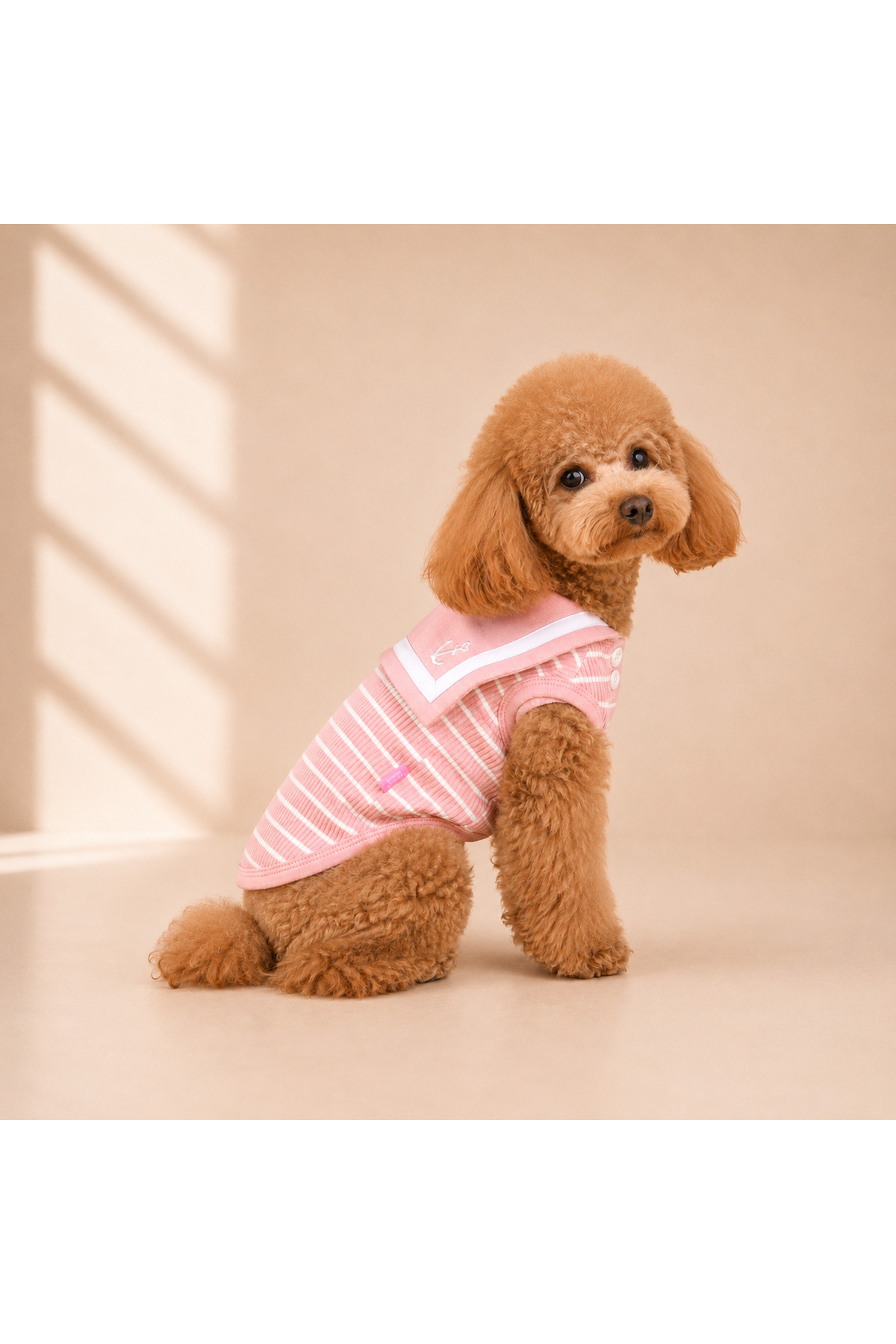 لباس سگ یقه ملوانی راه‌راه صورتی پودری پینکاهولیک Pinkaholic مدل VLK-SAILOR-PNK-002