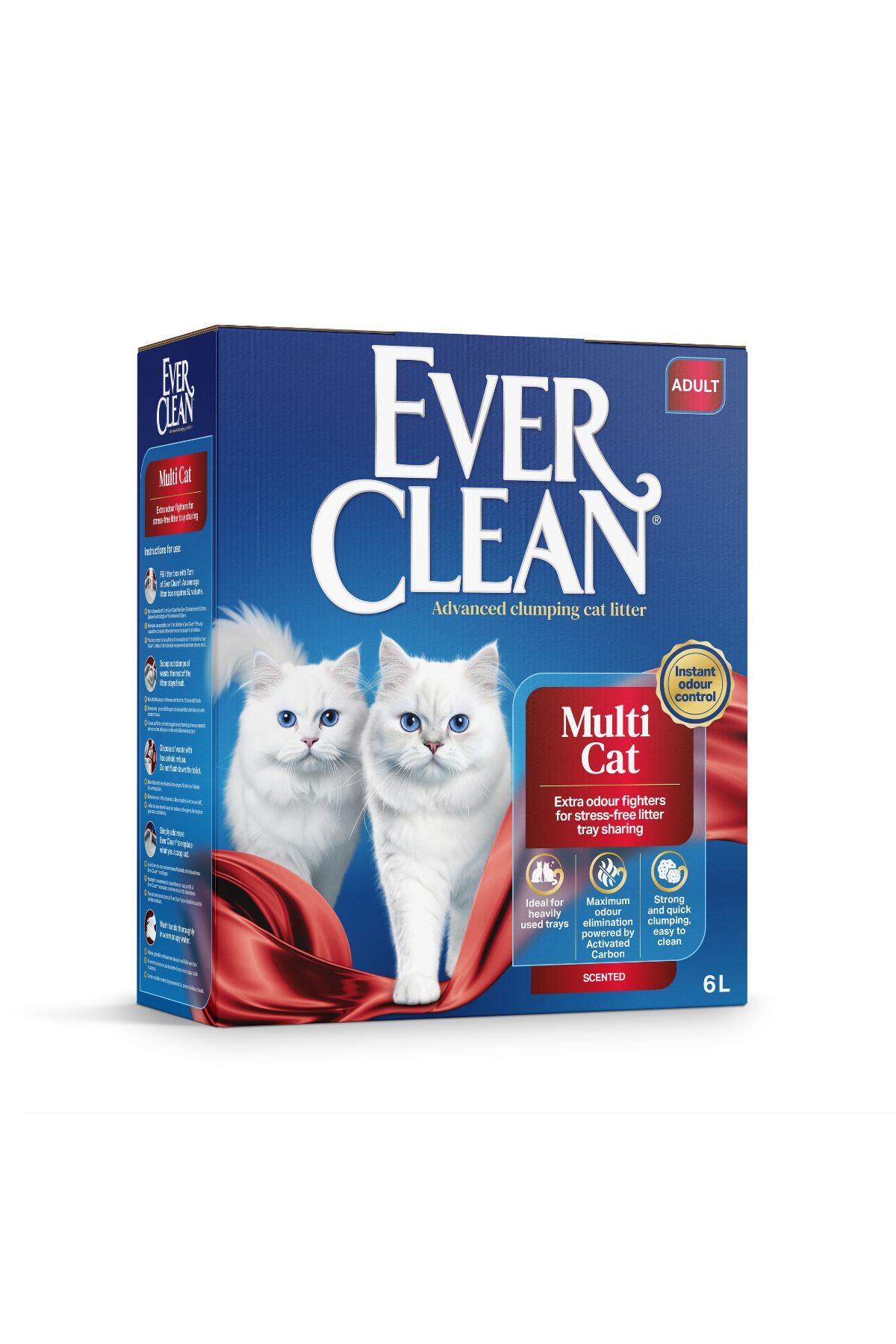 خاک گربه بنتونیتی اورکلین Ever Clean Multi Cat، دانه‌ریز و کلامپ‌شونده، ۶ لیتر