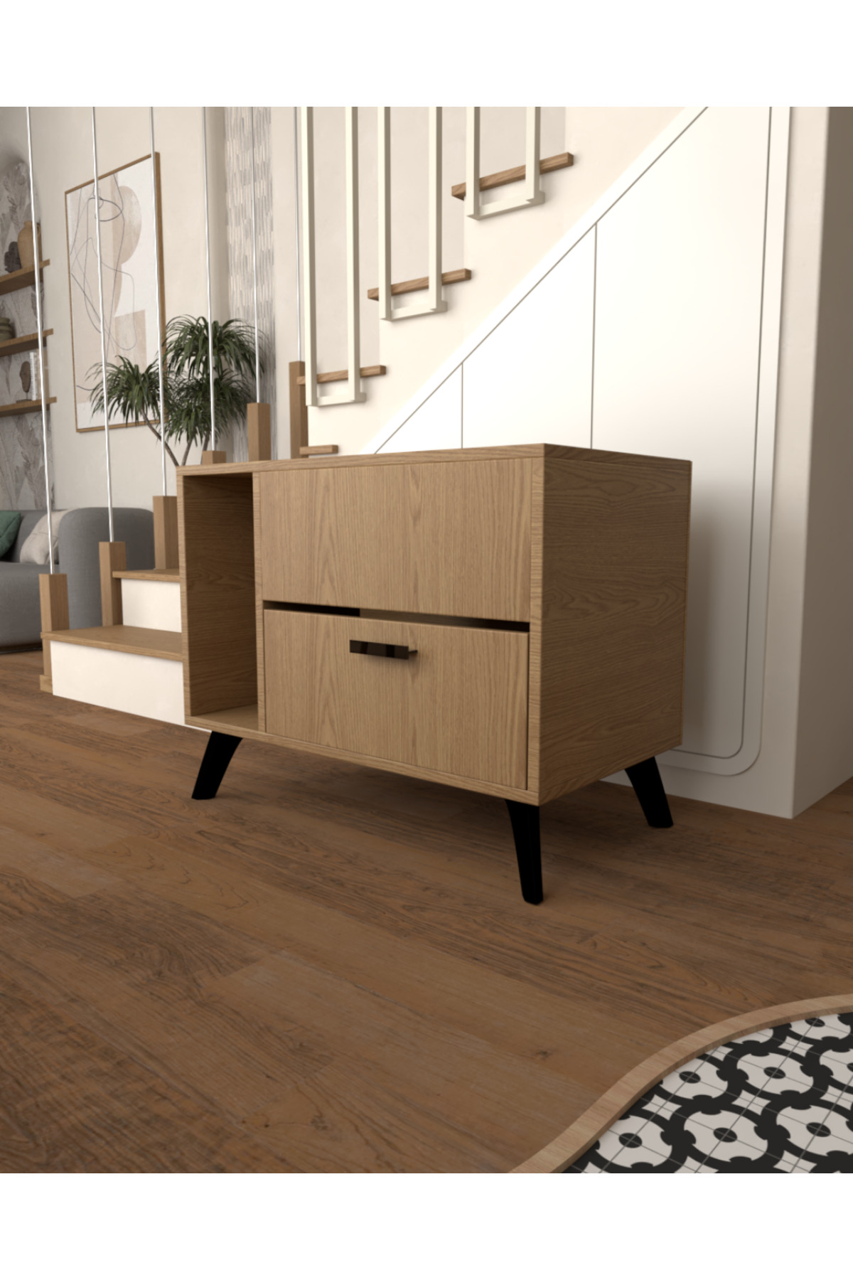 کابینت توالت گربه لموورا هوم دیزاین Lemvora Home Design با ورودی مخفی، MDF قهوه‌ای