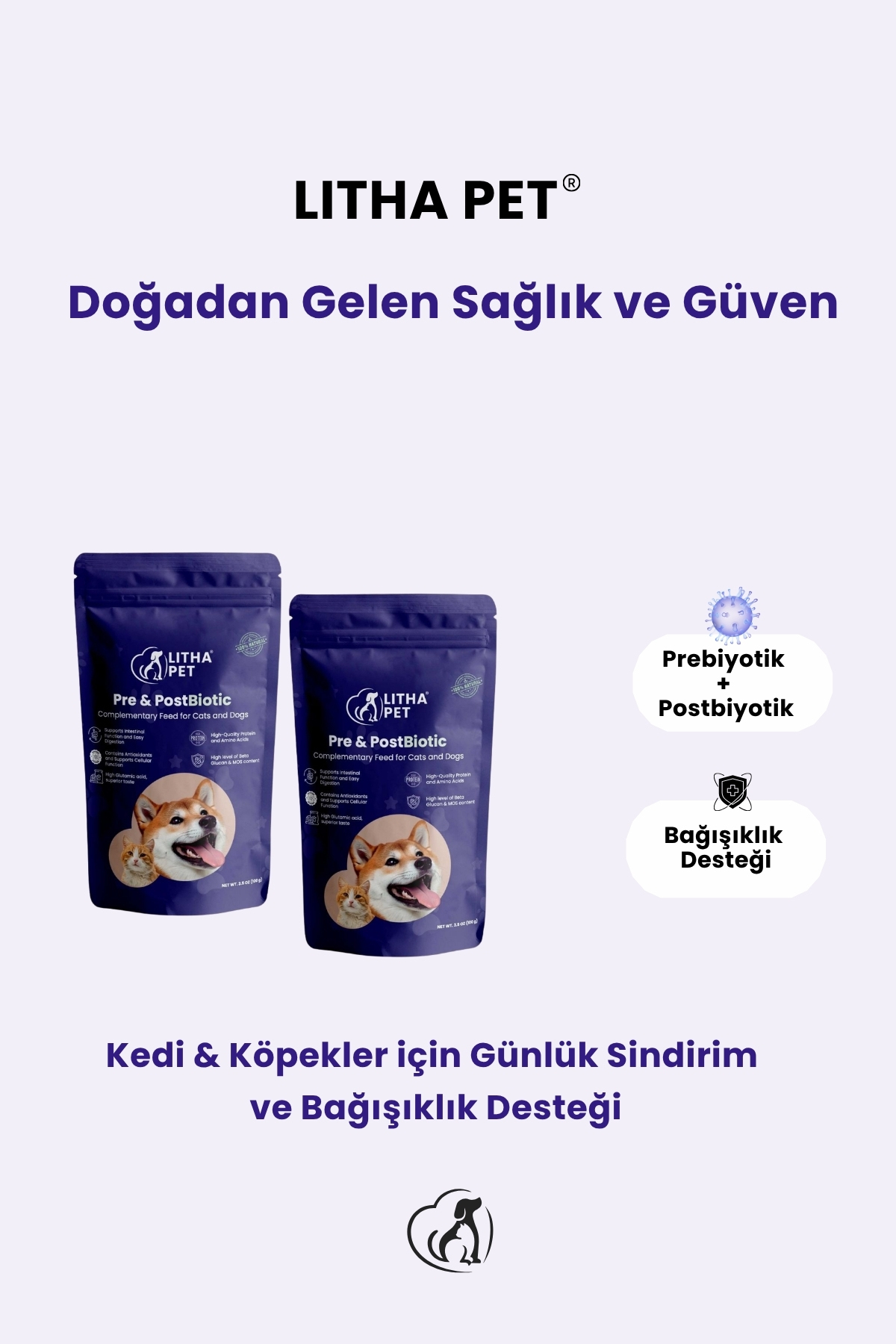 بسته دوتایی پیش‌بیوتیک و پس‌بیوتیک برای گربه و سگ لیتا پت Litha Pet 2 Adet