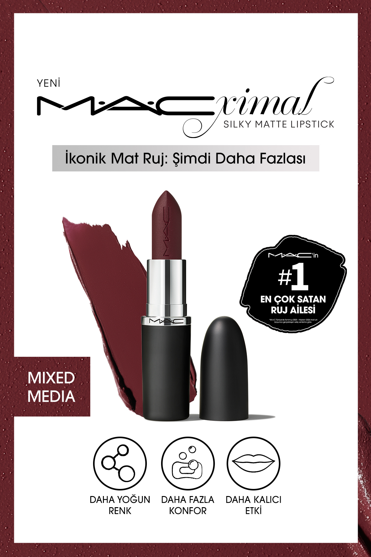 Mac آرایش لب مات و مخملی با رنگدهی قوی و ماندگاری بالا