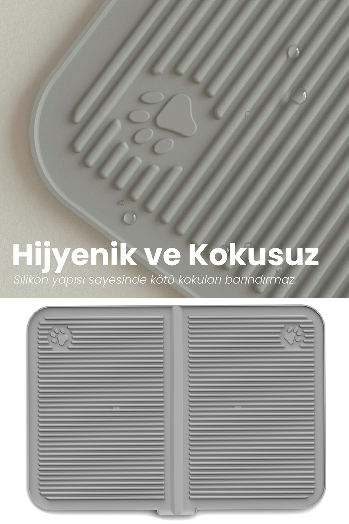 پادری سیلیکونی حوضچه‌دار و قابل شست‌وشوی گربه آتا هوم ATA HOME، مدل KKM-GRİ خاکستری