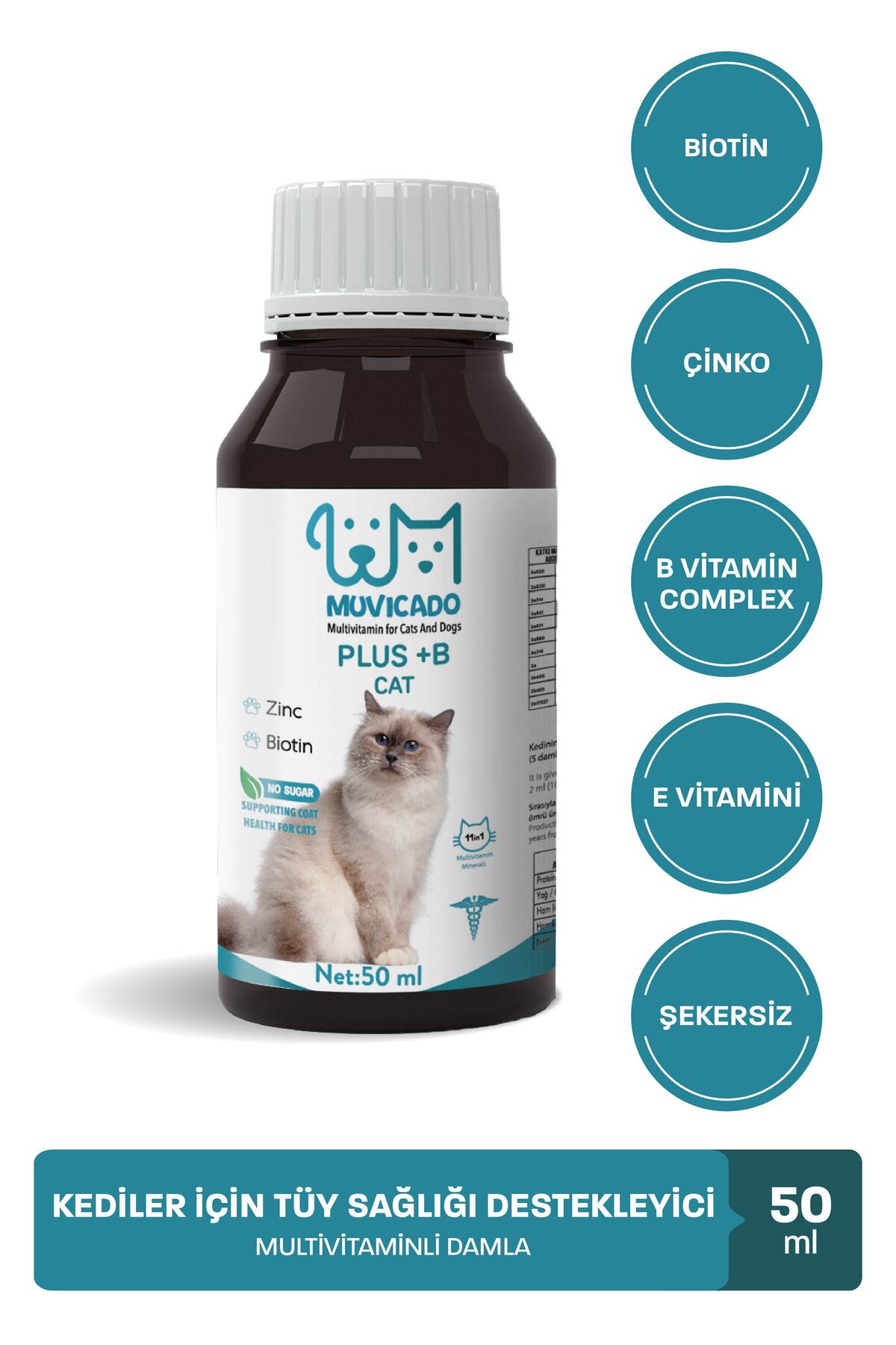 مکمل مفاصل، عضلات و غضروف گربه موویکادو Muvicado؛ قطره مولتی‌ویتامین، روغن ماهی و قرص گلوکزامین