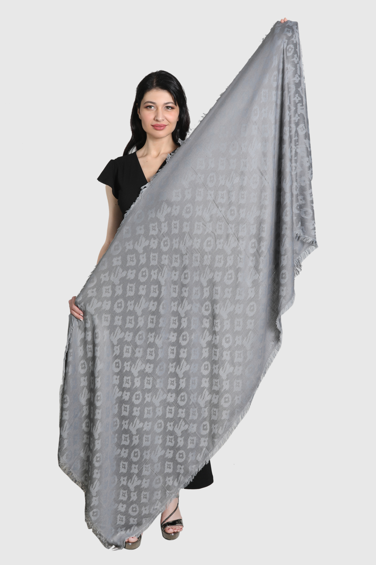شال زنانه طوسی ۱۰۰٪ پنبه میستیک Mystic مدل MS-375