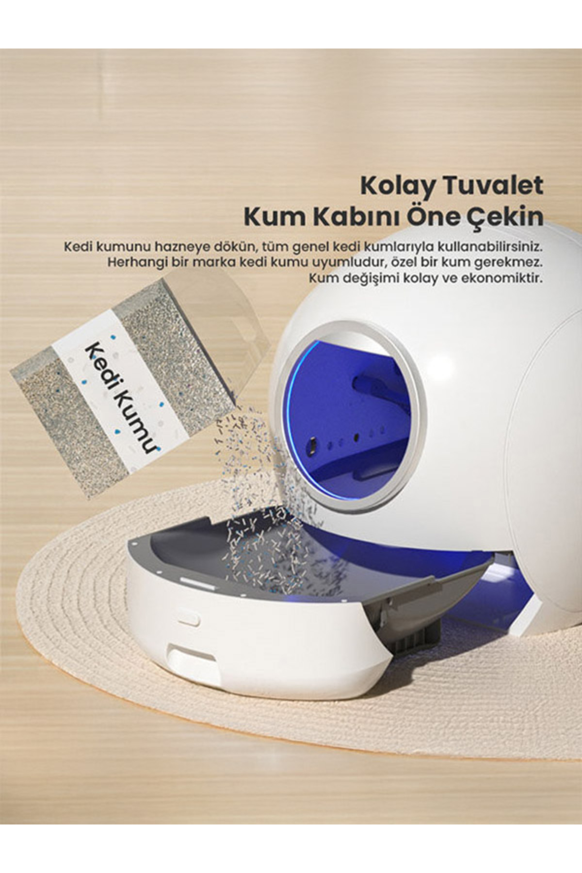 توالت خودکار گربه الکترون Electron Uzay Kasa نسل دوم Smart Pro، مدل T28946 سفید