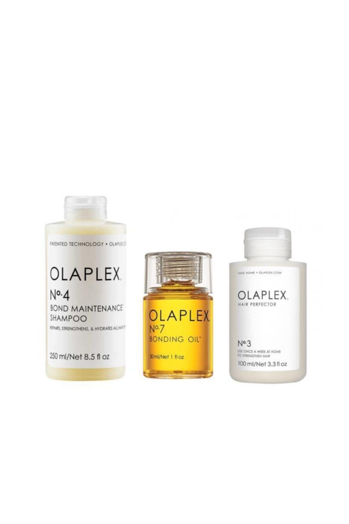Olaplex شامپو نگهداری انگورزار شماره 4 250 میلی لیتر + ماسک شماره 3 100 میلی لیتر + روغن شماره 7 30 میلی لیتر