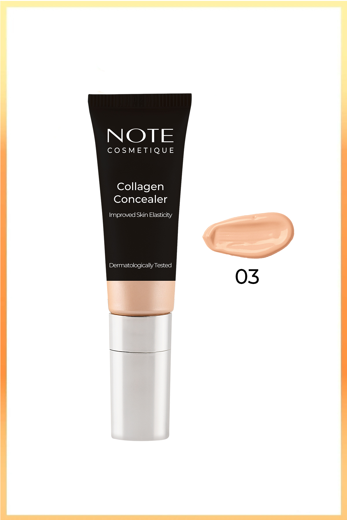 کانسیلر کرم پودر با خاصیت کلاژن و SPF 20 رنگ 03 متوسط تیره نوت کازمتیکس Note Cosmetics