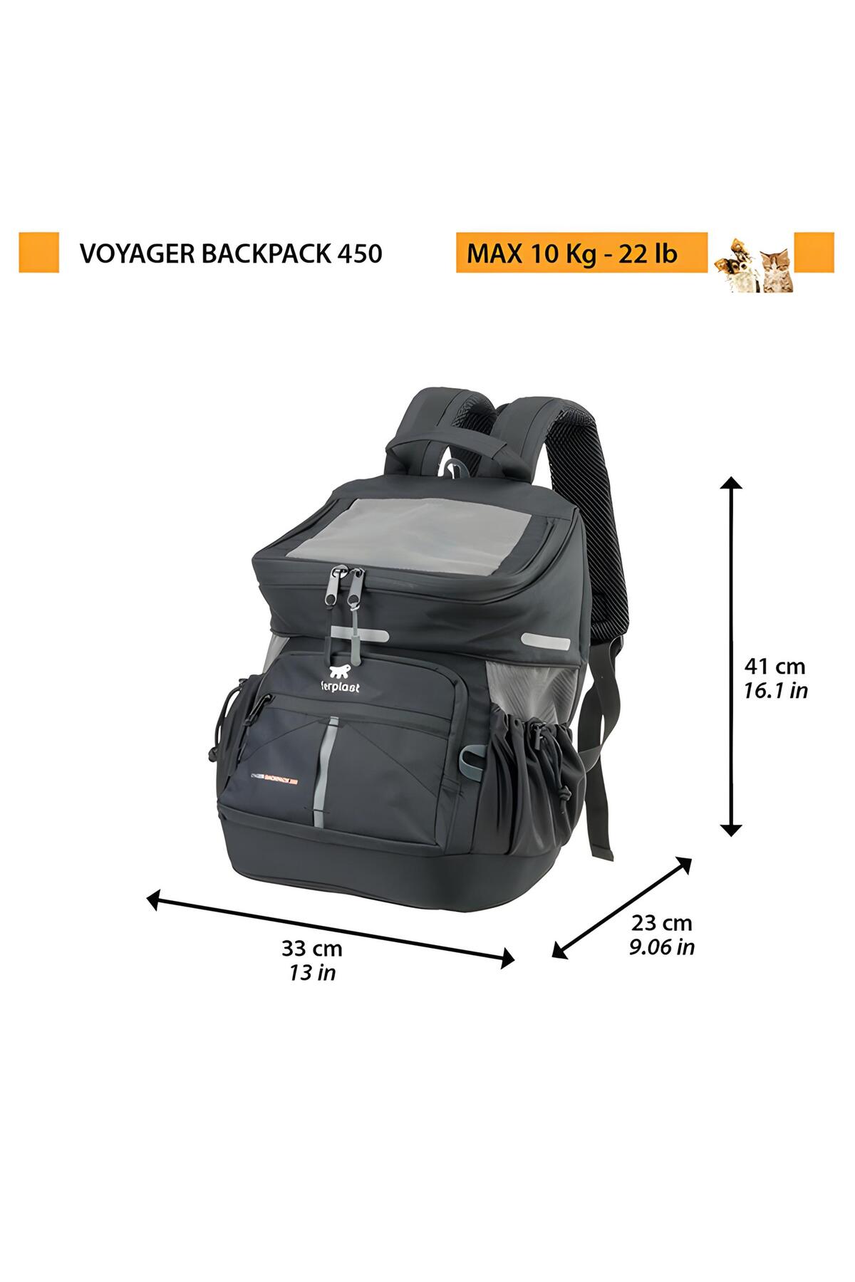 کیف حمل حیوانات خانگی فرپلاست Ferplast Voyager 400، مشکی، ۳۳×۲۳×۴۱ سانتی‌متر