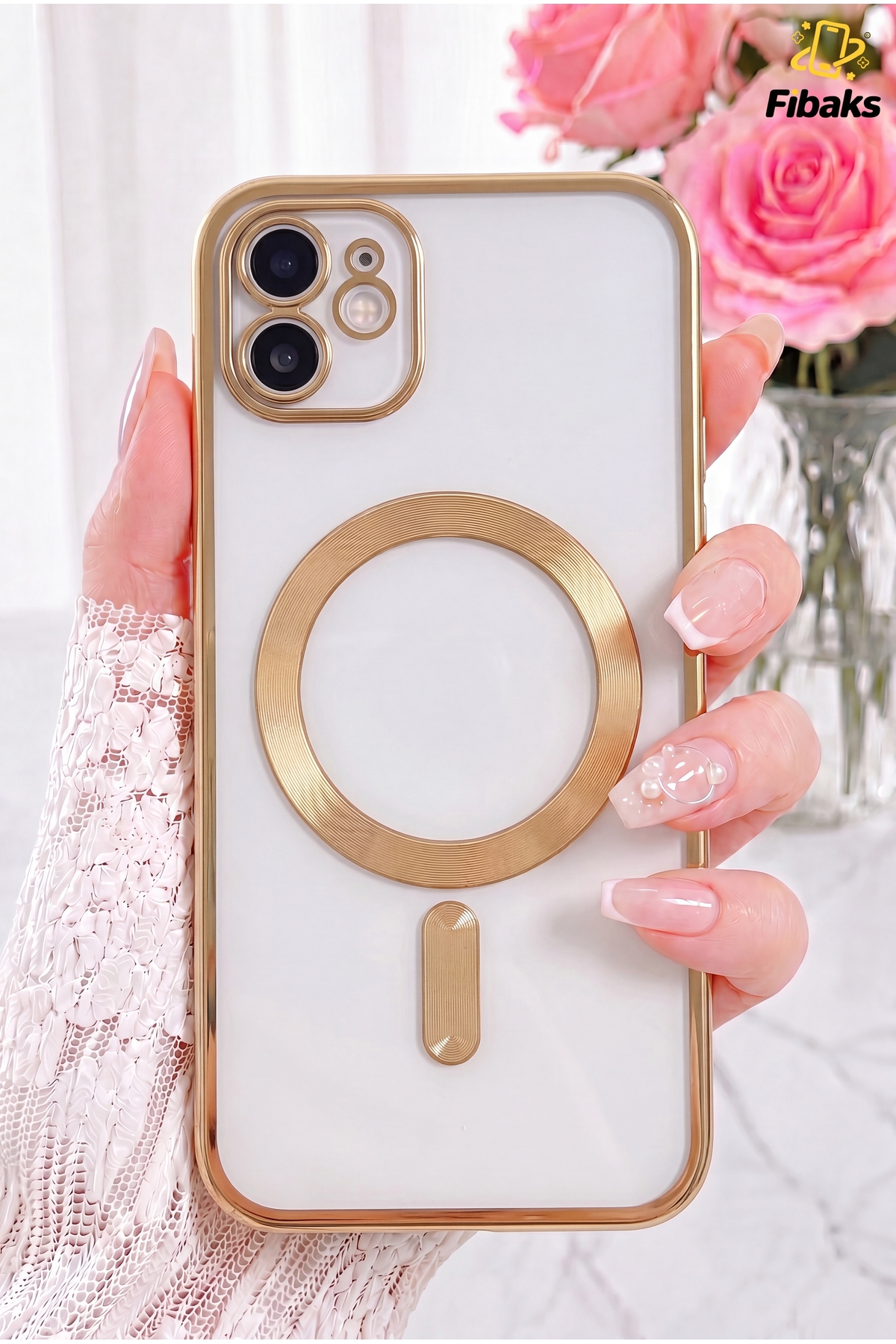 کاور و قاب محافظ لنز دوربین APPLE IPHONE 11 سازگار با پوشش شارژ MAGSAFE نرم رنگی شفاف فیبکس Fibaks