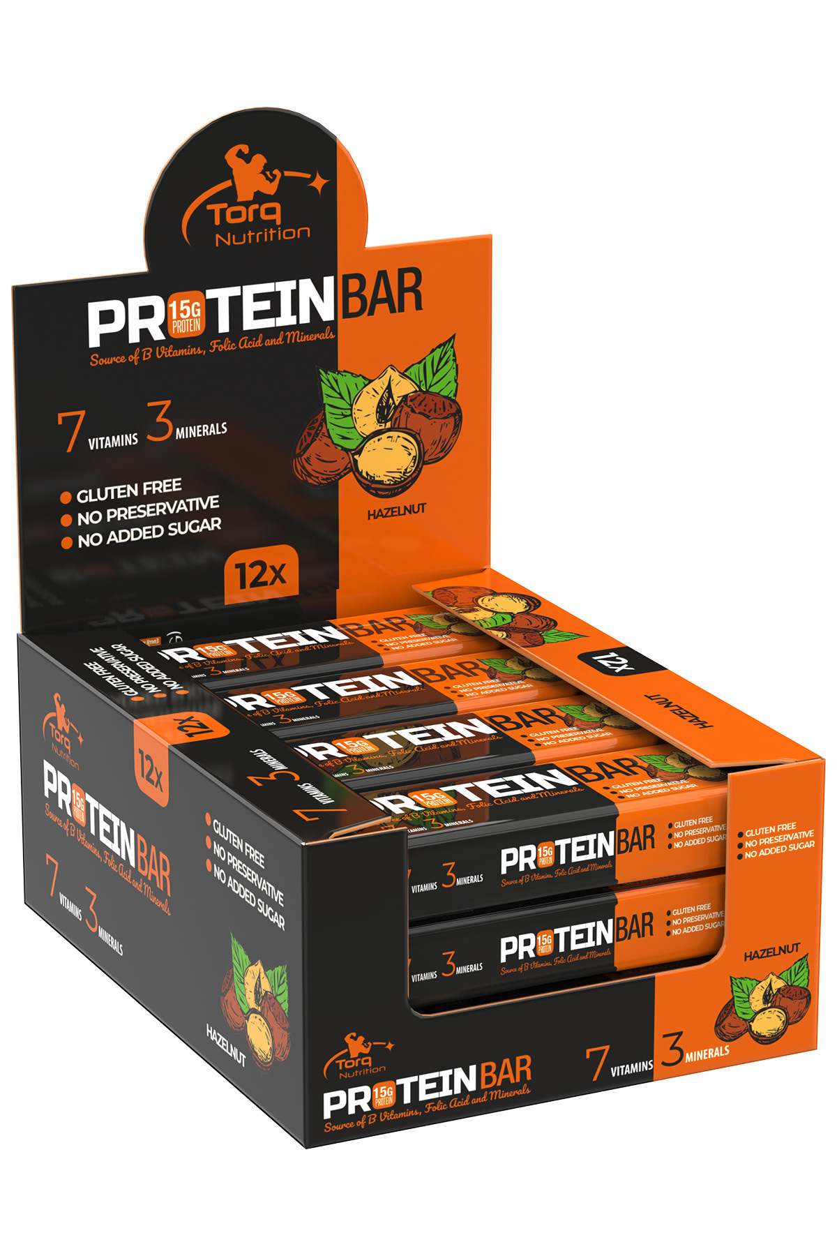 پروتئین بار فندق نواری پروتئینی 50 گرم در 12 عدد اورجینال Torq Nutrition