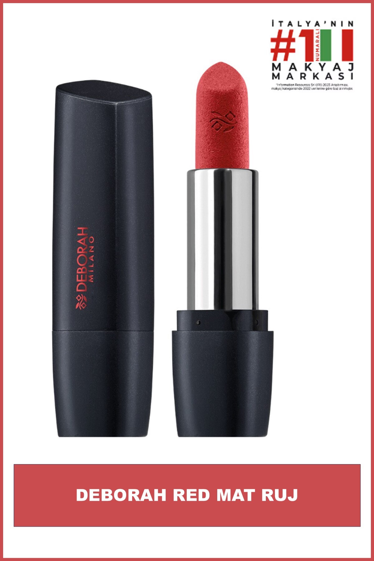 رژ لب جامد مات Milano Red رنگ قرمز شماره 03 دبورا Deborah