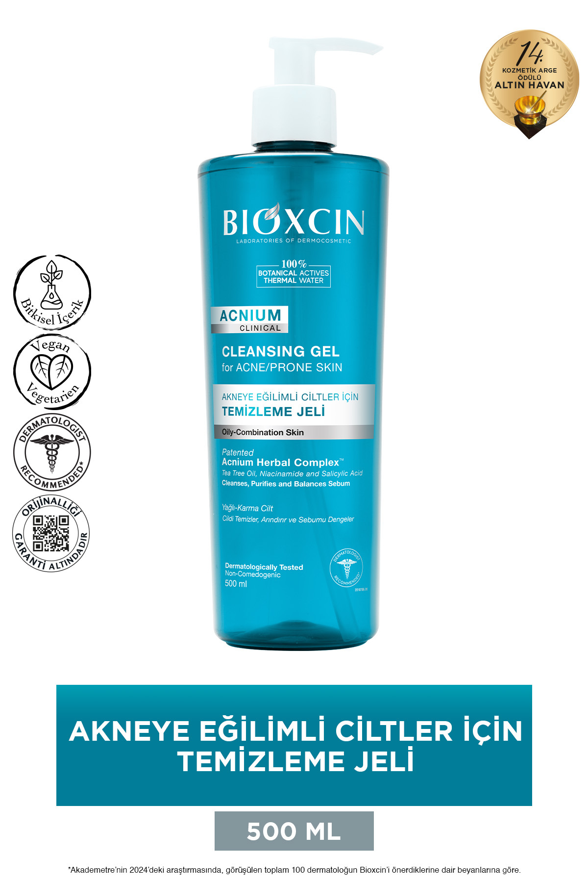 ژل شستشوی صورت کنترل کننده سبوم Acnium حجم 500 میلی لیتر بیوکسکین Bioxcin