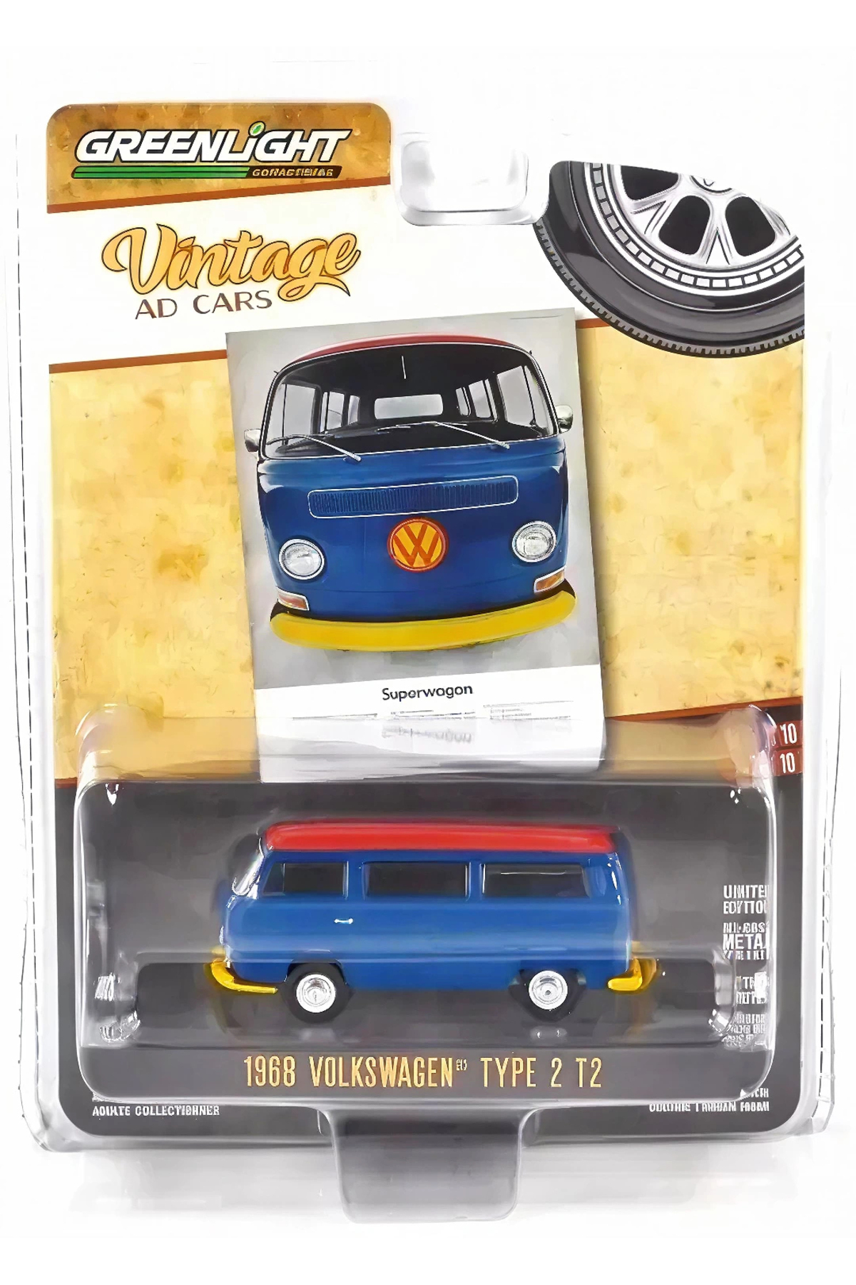 مدل خودرو GREENLIGHT 1 64 VINTAGE AD CARS SERIES 10 1968 VOLKSWAGEN TYPE 2 T2 اورجینال Green Lighting