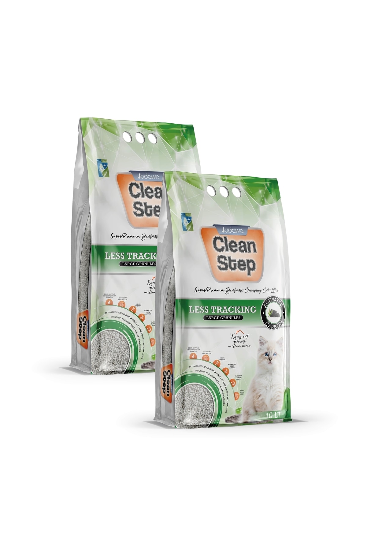 خاک گربه بنتونیتی جاداوا Jadawa Clean Step، کربن فعال، ۲×۱۰ لیتر
