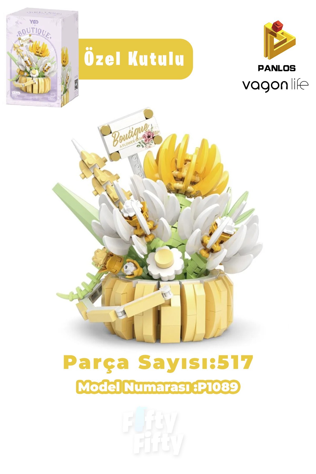 لگو و اسباب بازی های ساخت محور ست ساختمانی 517 تکه ای مینی دسته گل سری PANLOS BOUTIQUE FFP1089 از ترکیه Vagonlife
