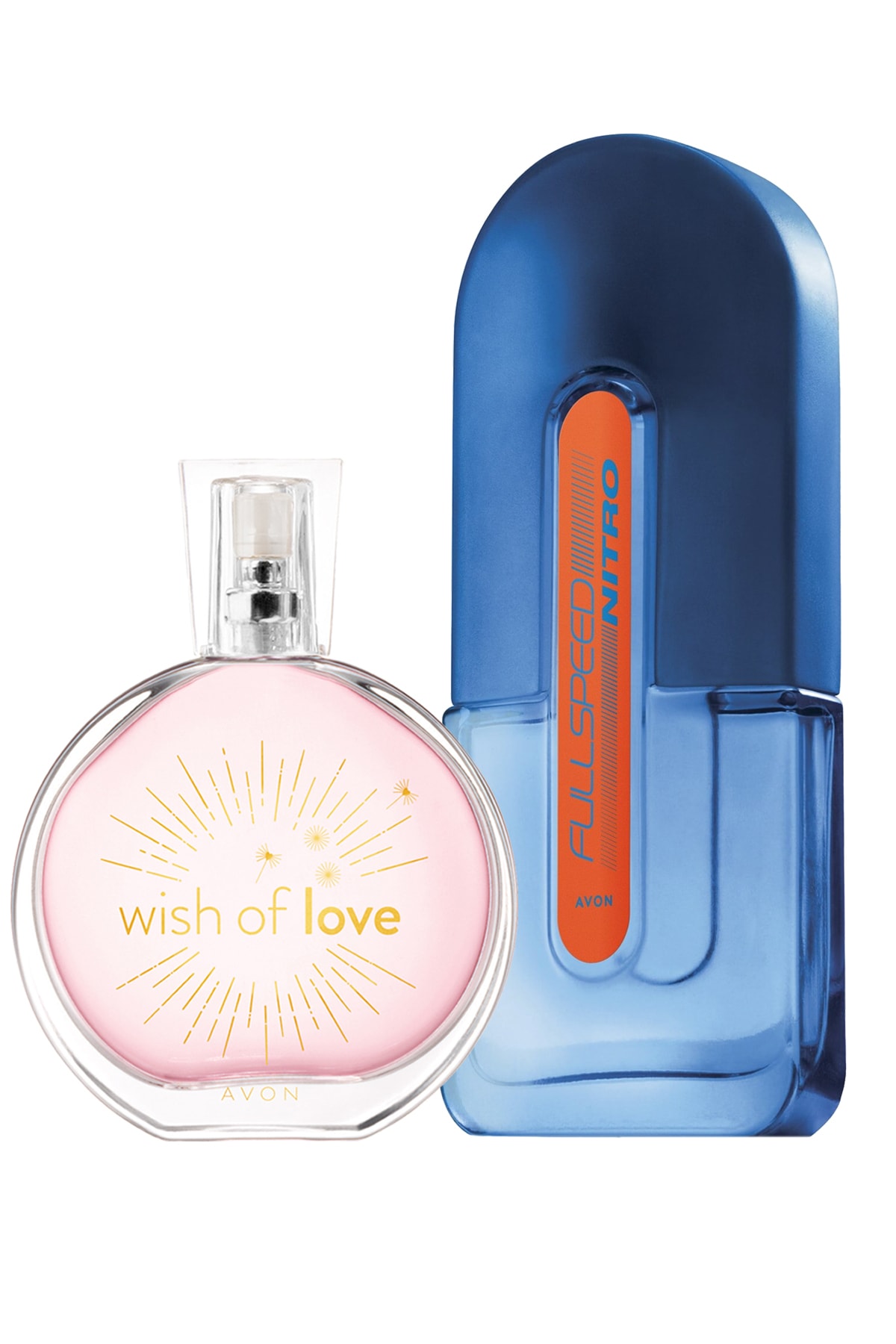 Avon عطر مردانه Full Speed Nitro و عطر زنانه Wish of Love بسته‌ی هدیه