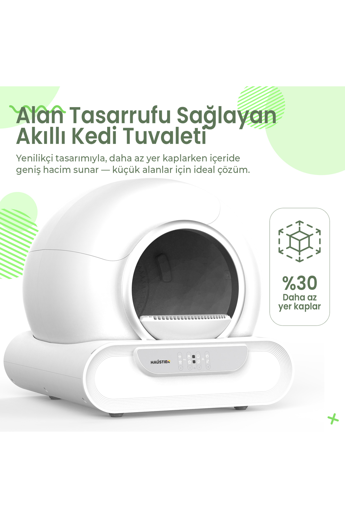 توالت خودکار هوشمند گربه هاوستایر Haustier مدل HST-MSP08، مخزن ۶۵ لیتری، خاکستری