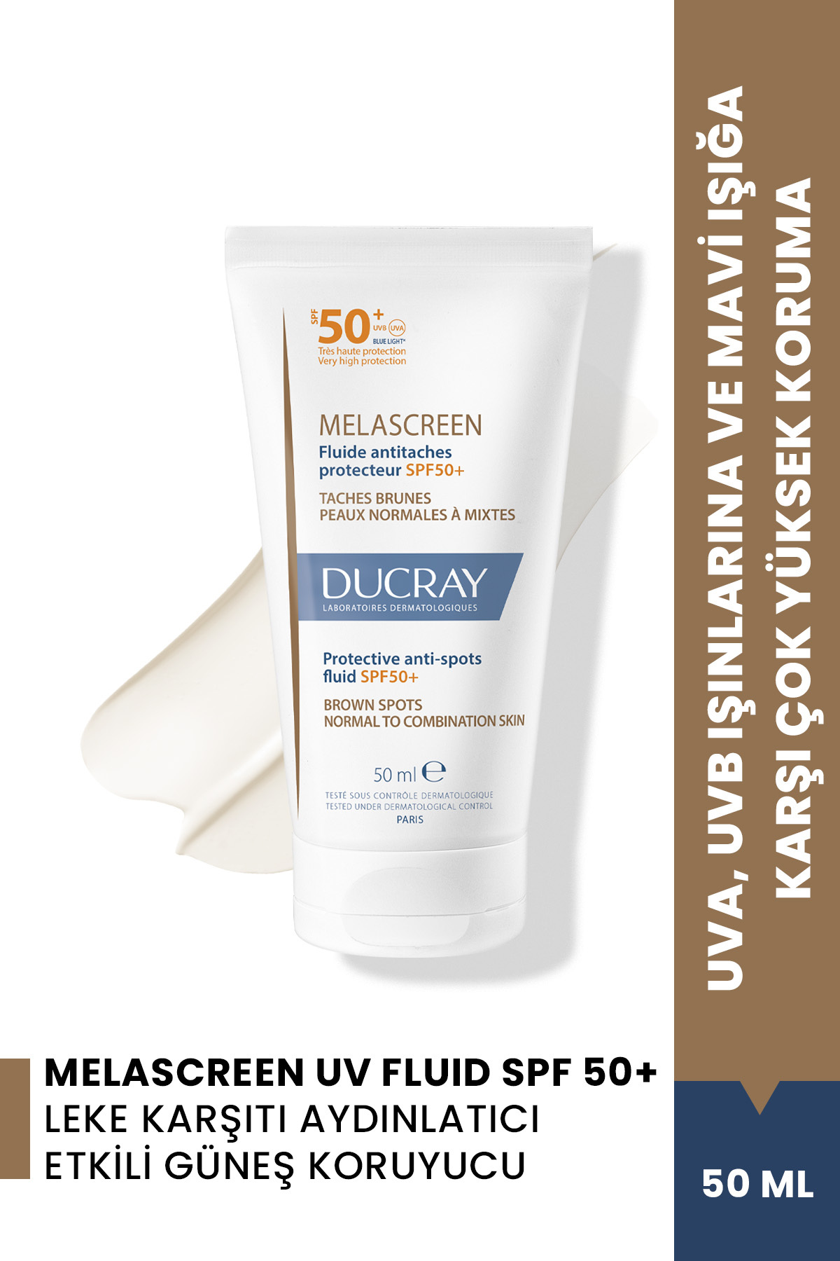 Ducray ضدآفتاب مایع حفاظتی ضد لک‌های پوستی SPF 50 50 میلی لیتر