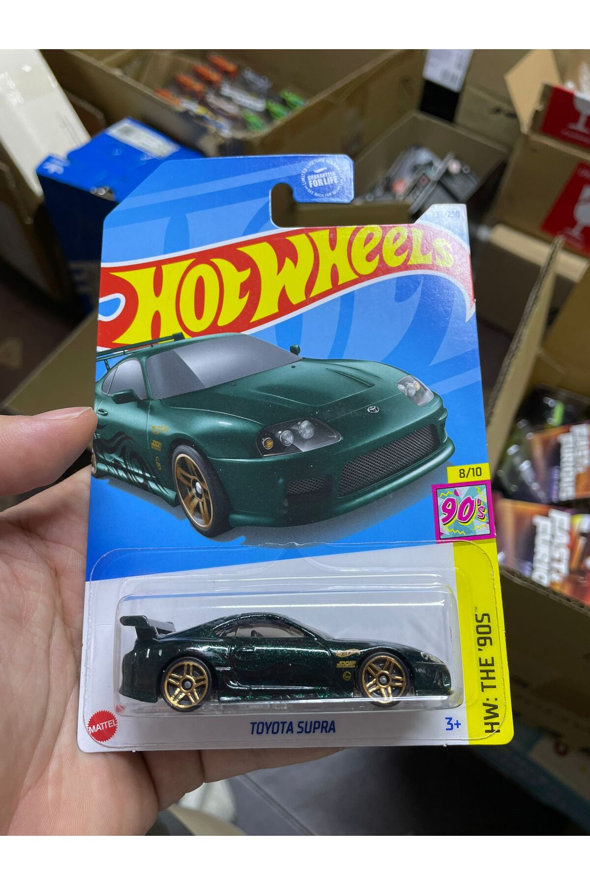 ماشین اسباب بازی تویوتا سوپرا لانگ کارت سبز 1:64 دیکست مدل از ترکیه HOT WHEELS
