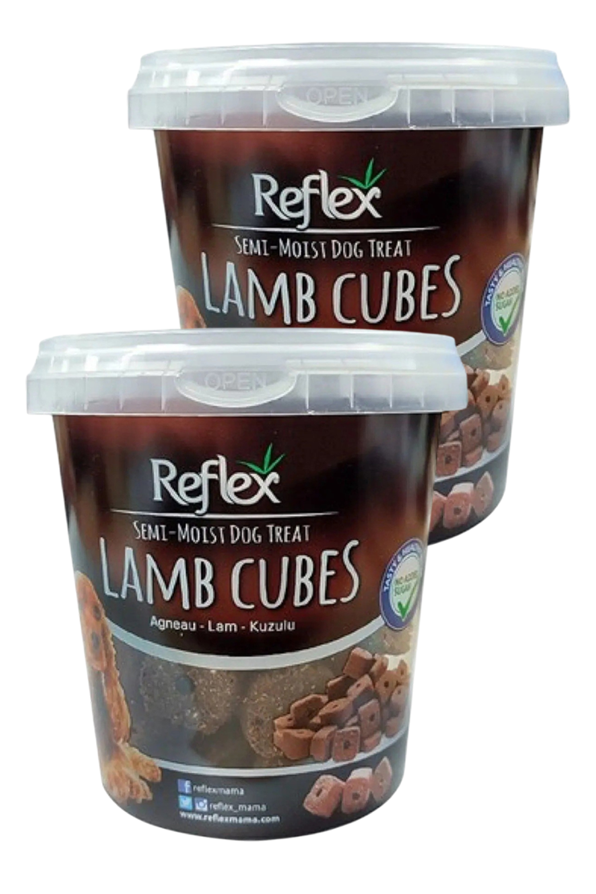 تشویقی سگ بالغ رفلکس Reflex، مکعبی نیمه‌مرطوب با گوشت بره، بسته دوتایی 500 gr