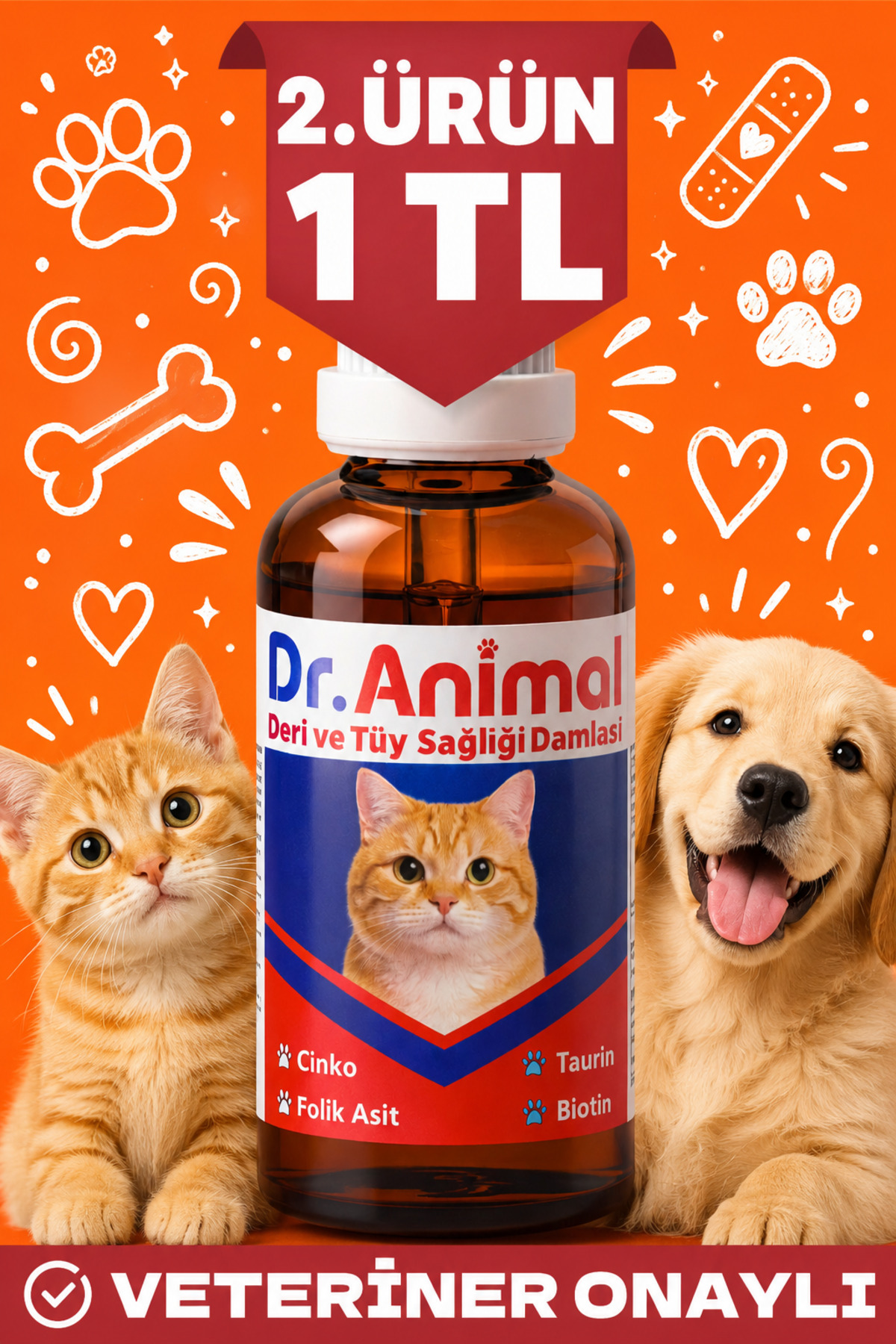 قطره تائورین گربه دکتر انیمال Dr. Animal برای پوست و مو، مدل S050DAPB001