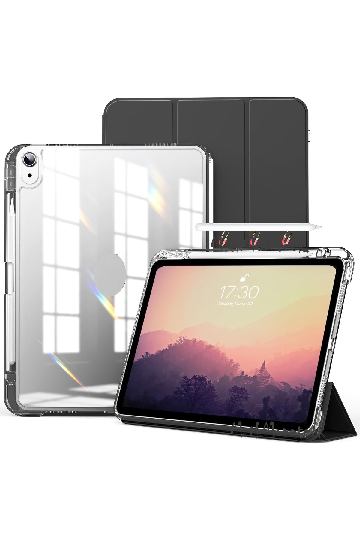 کاور تبلت IPAD AIR 4 5 6 نسل 11 M2 M3 محفظه شارژ قلم مغناطیسی حالت خواب هوشمند شفاف m.tk moveteck