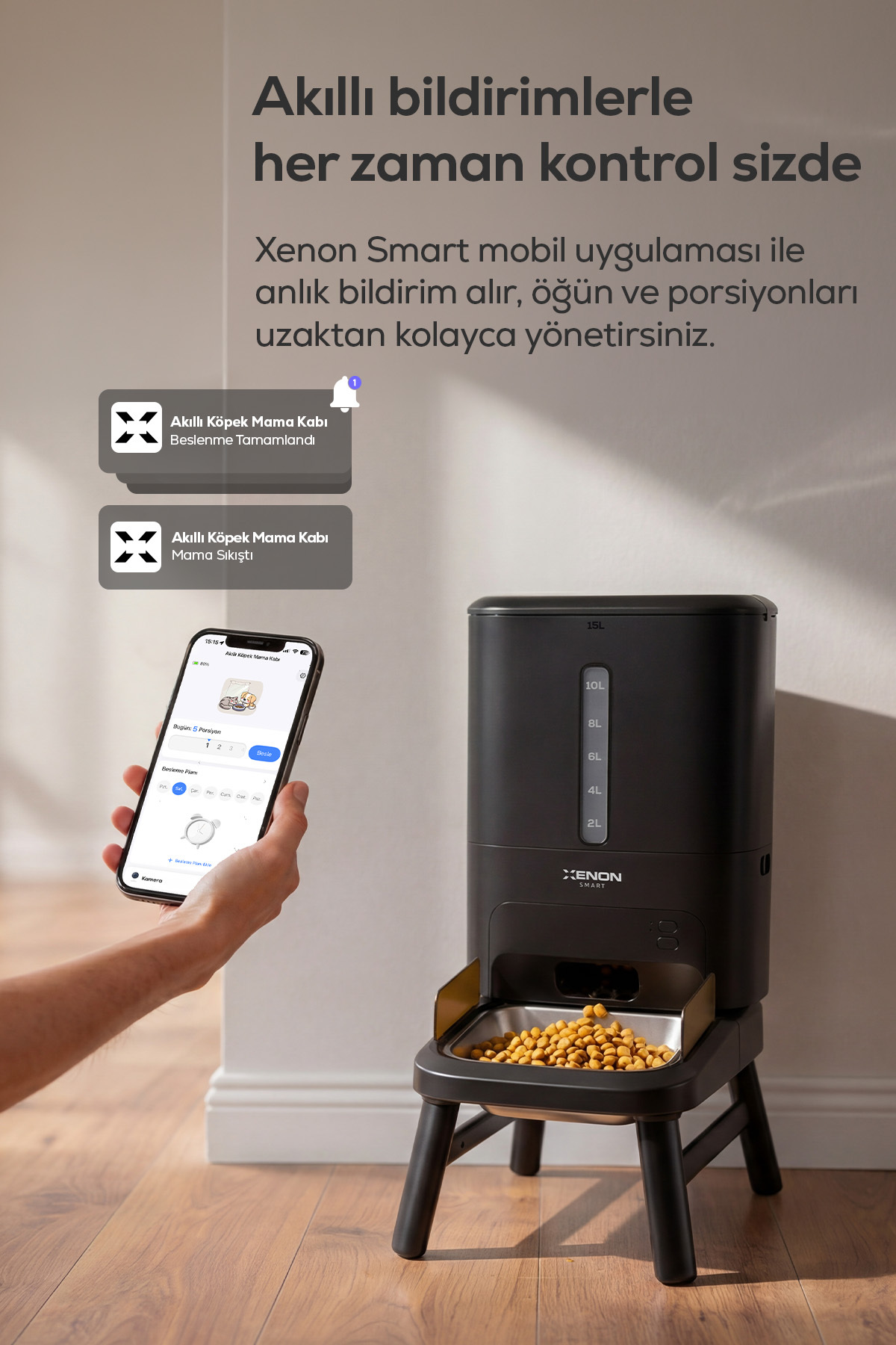 ست ظرف غذادهی سگ و فواره آب زنون اسمارت Xenon Smart، شامل ظرف غذای خودکار ۱۵ لیتری و آب‌خوری استیل ضدزنگ