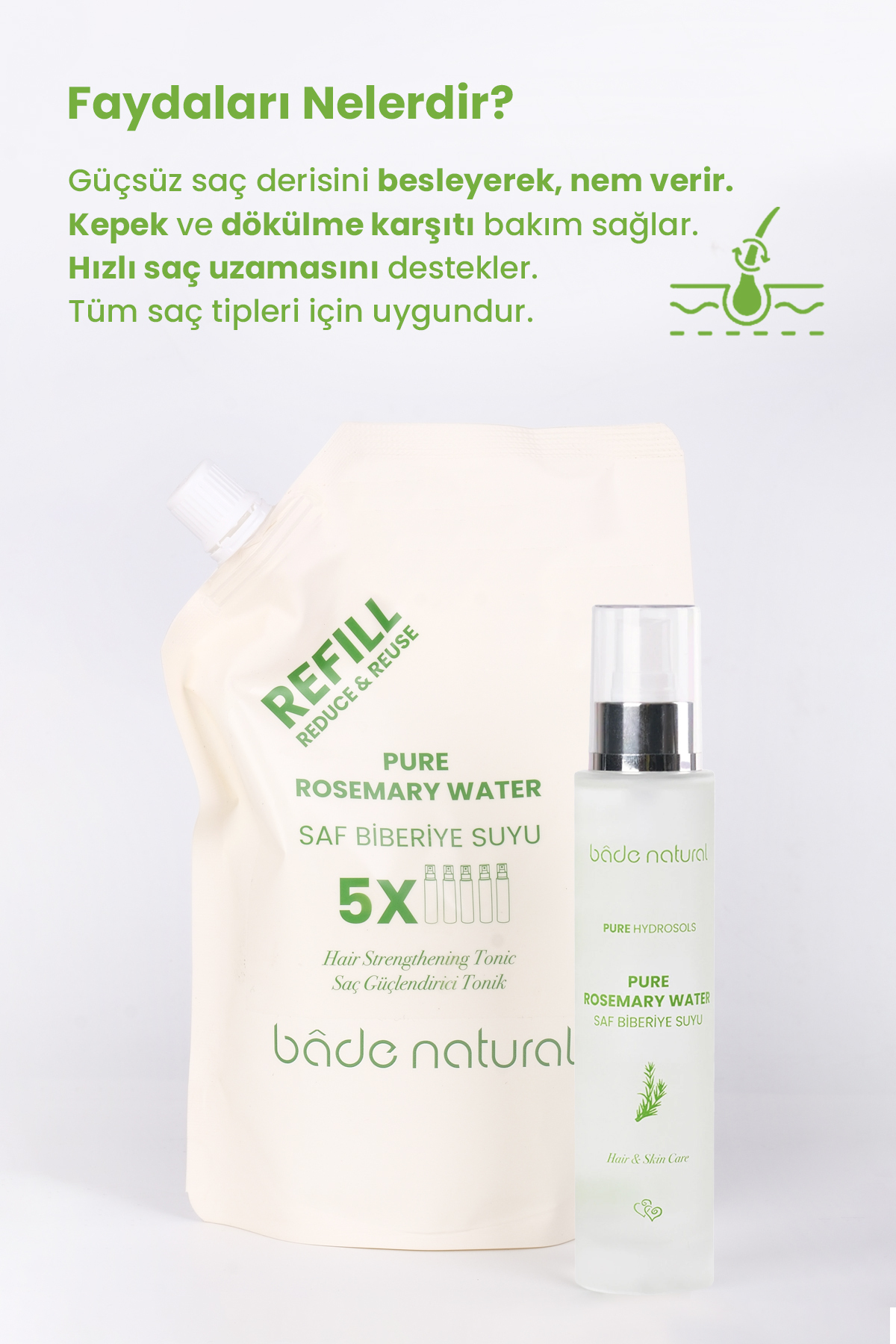 تونیک موی تقویت کننده با عصاره رزماری 500 میلی لیتر بادا ناتورال Bade Natural