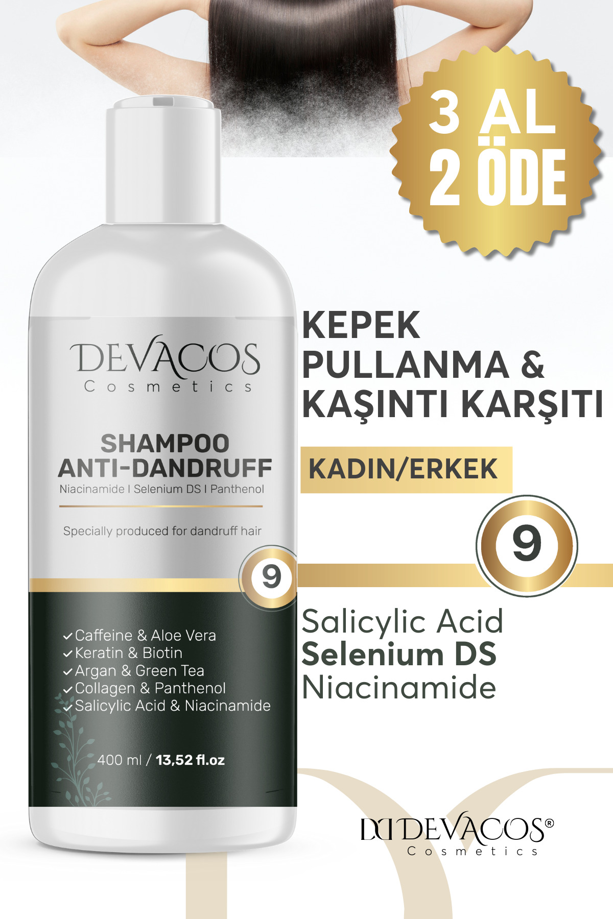 شامپو ضد شوره و مراقبت از موهای چرب با حجم 400 میلی لیتر DEVACOS