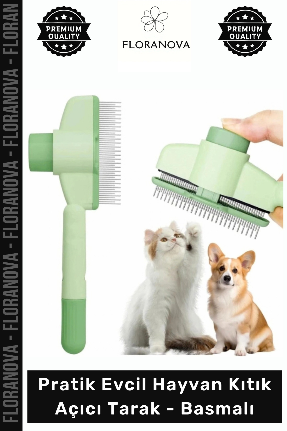 شانه گره‌گشای موی گربه فلورانووا Floranova مدل 54064، دکمه‌ای با پاک‌سازی خودکار
