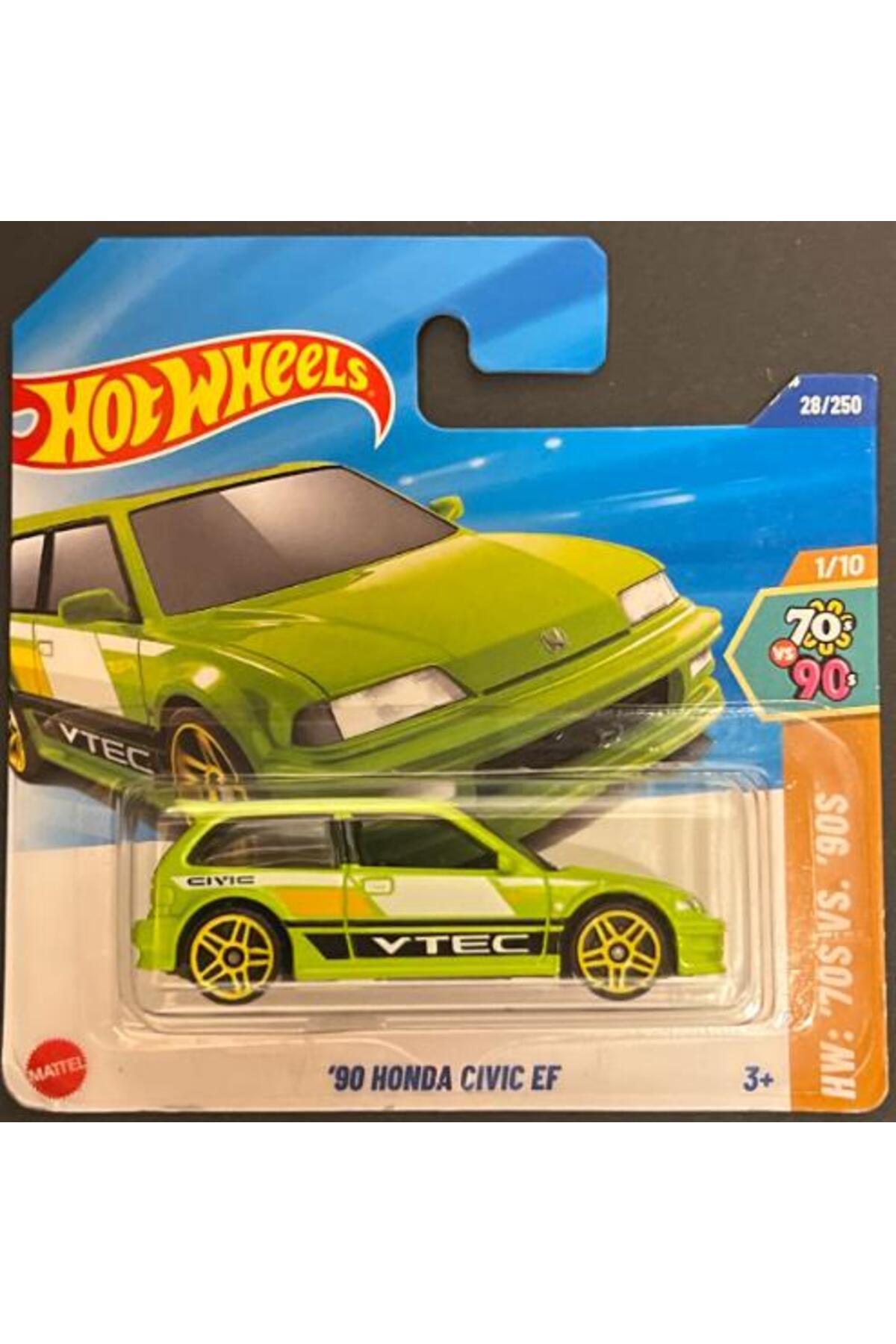 ماشین اسباب بازی خودروهای تکی 90 هوندا سیویک EF HYX90 دهه 70 در مقابل از ترکیه HOT WHEELS