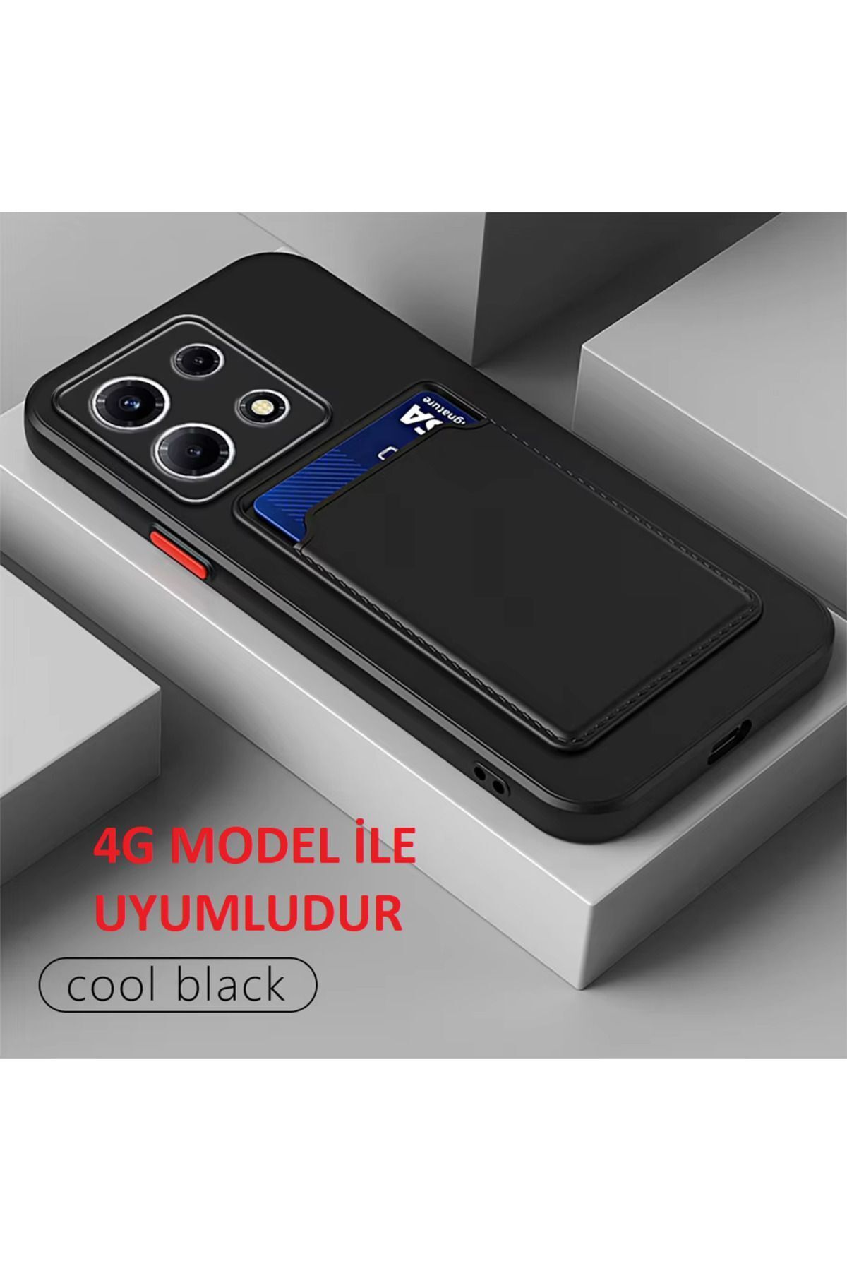 کاور و قاب REDMI NOTE 13 PRO 4G | کیف با محافظ دوربین جای کارت در پشت پول جلد سیلیکونی دکمه قرمز فیبکس Fibaks
