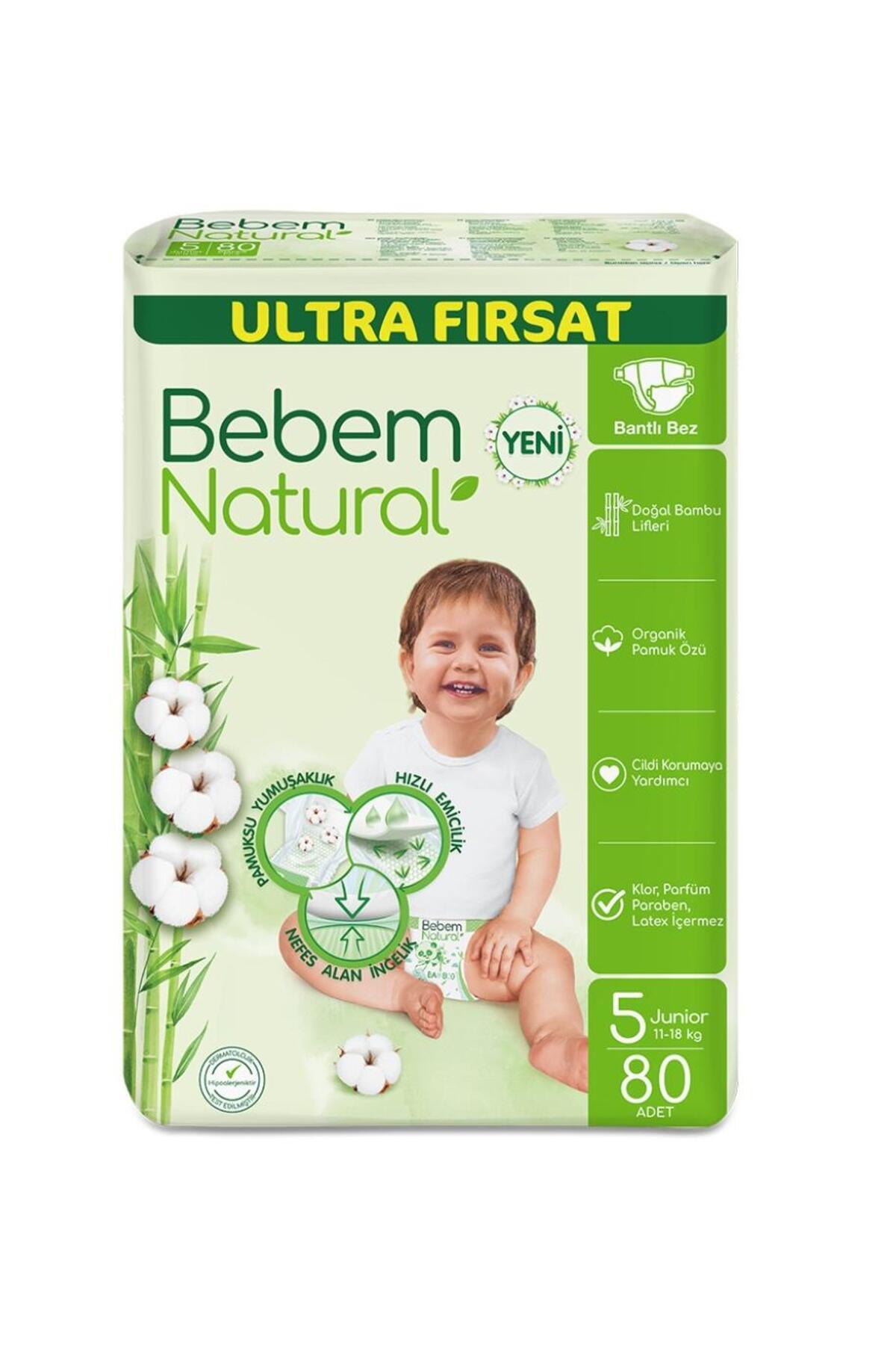 پوشک بچه سایز 5 بسته 80 عددی اورجینال Bebem Natural