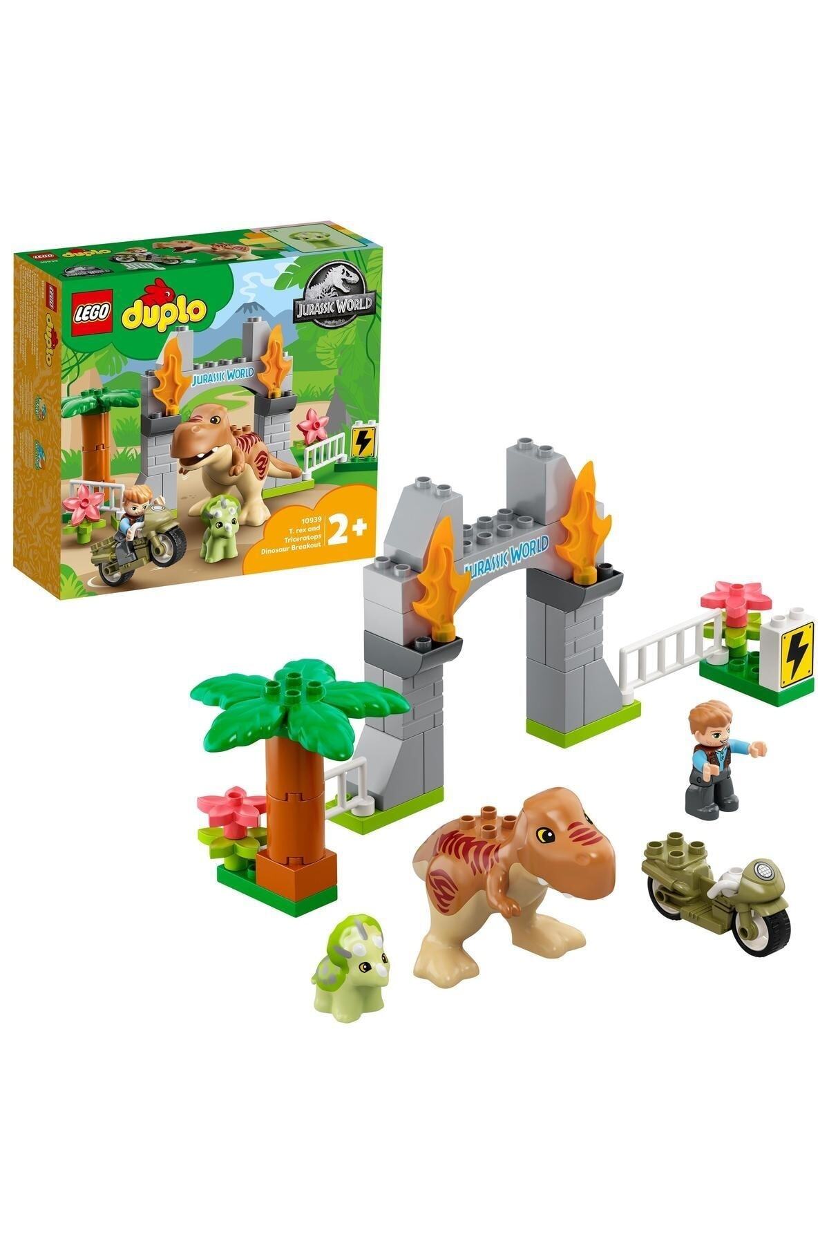 LEGO لگو جهان ژوراسیک Duplo T. مجموعه ساختمانی 10939 فرار دایناسور رکس و تری سراتوپ (36 قطعه)