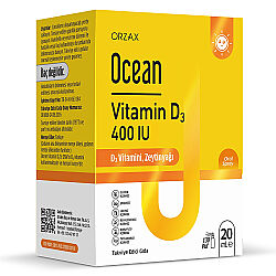 اسپری مکمل ویتامین D3 اورزاکس Orzax Ocean ۴۰۰ واحد، ۲۰ میلی‌لیتر