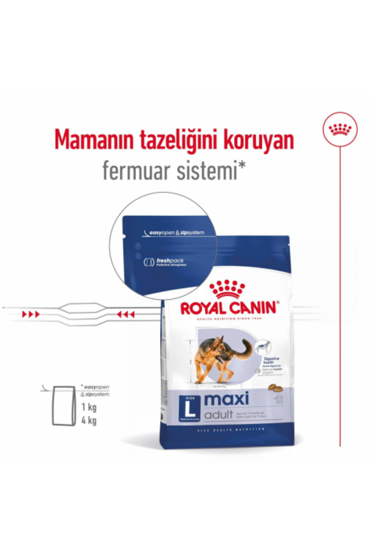 غذای خشک سگ رویال کنین Royal Canin Maxi Adult، مخصوص سگ‌های بالغ نژاد بزرگ، ۱۵ کیلوگرمی
