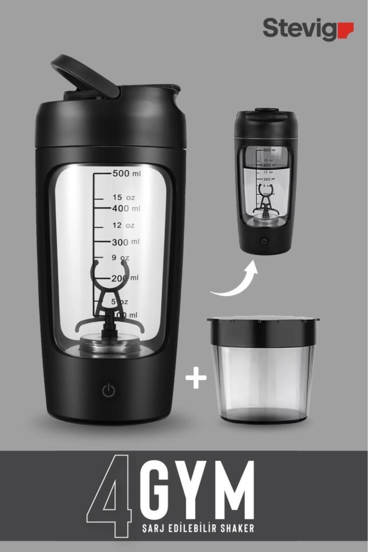 مخلوط کن شخصی 4 شیکر پروتئینی شارژی برقی 650 میلی لیتری مشکی ST 225 اورجینال Stevig