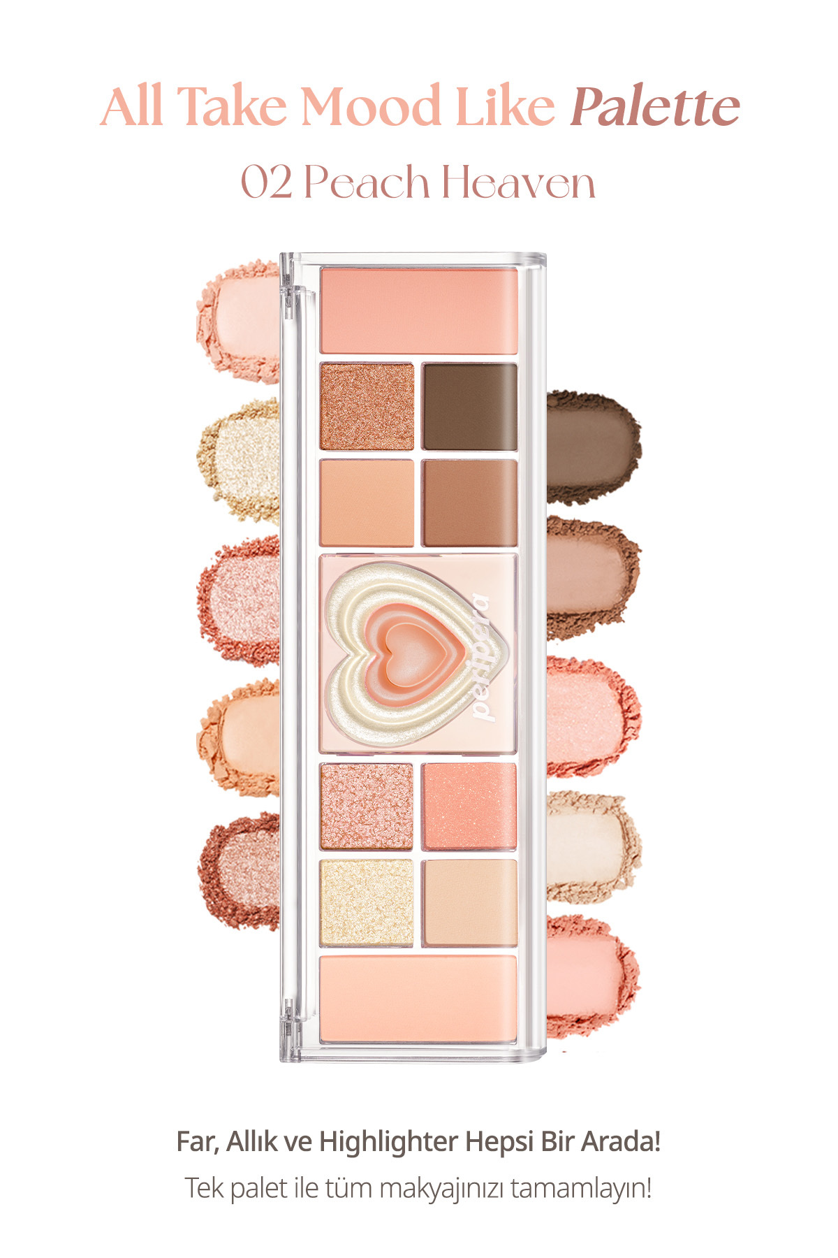 سایه چشم پالت آرایش چند منظوره ALL TAKE MOOD LIKE PALETTE 02 PEACH HEAVEN PERITAGE PERIPERA