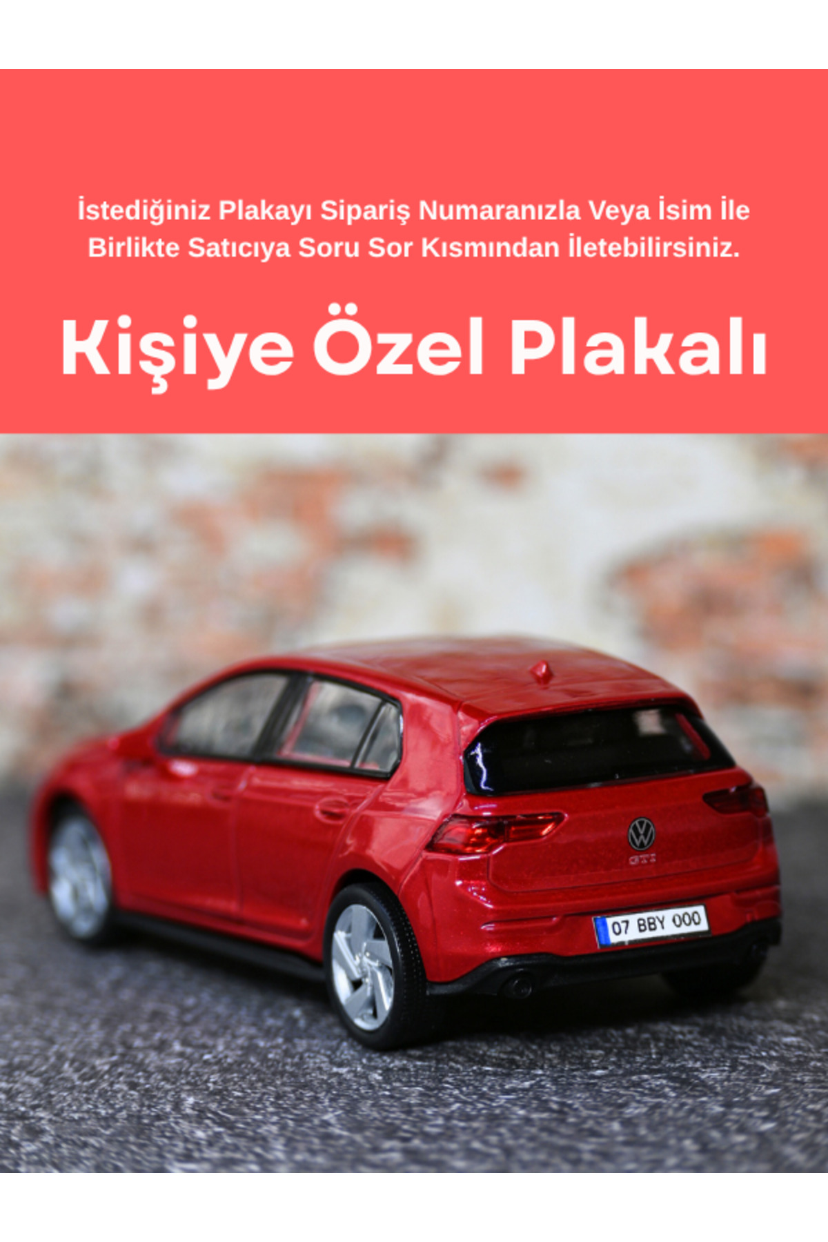 مدل خودرو ماشین اسباب بازی فلزی GOLF 8 GTI با بشقاب هدیه شخصی قرمز از ترکیه bebeym