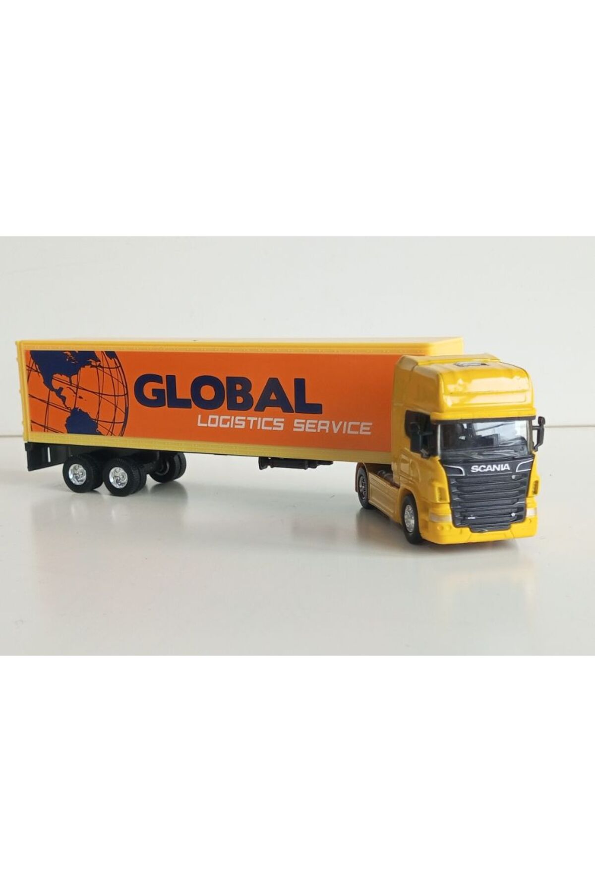 مدل خودرو تریلر 1:64 SCANIA V8 R730 زرد اورجینال WELLY