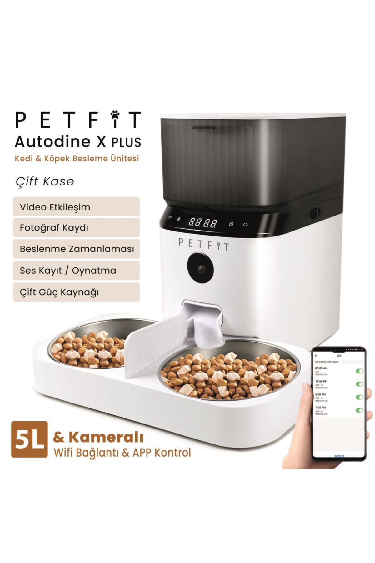 غذادهنده خودکار هوشمند گربه و سگ پت‌فیت Petfit AutoDine X Plus با دوربین Wi-Fi و دو کاسه 5L