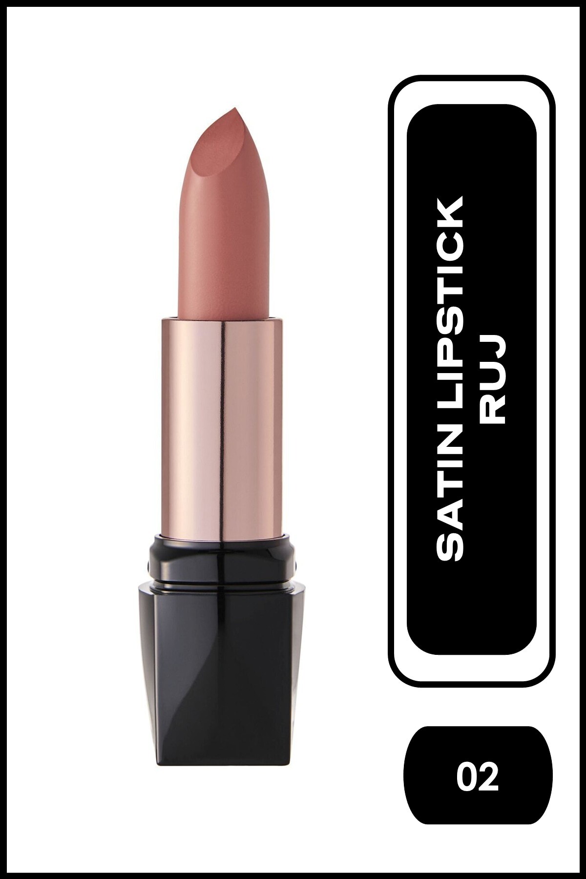 رژ لب جامد مدل Satin رنگ بژ شماره 02 گلدن رز Golden Rose