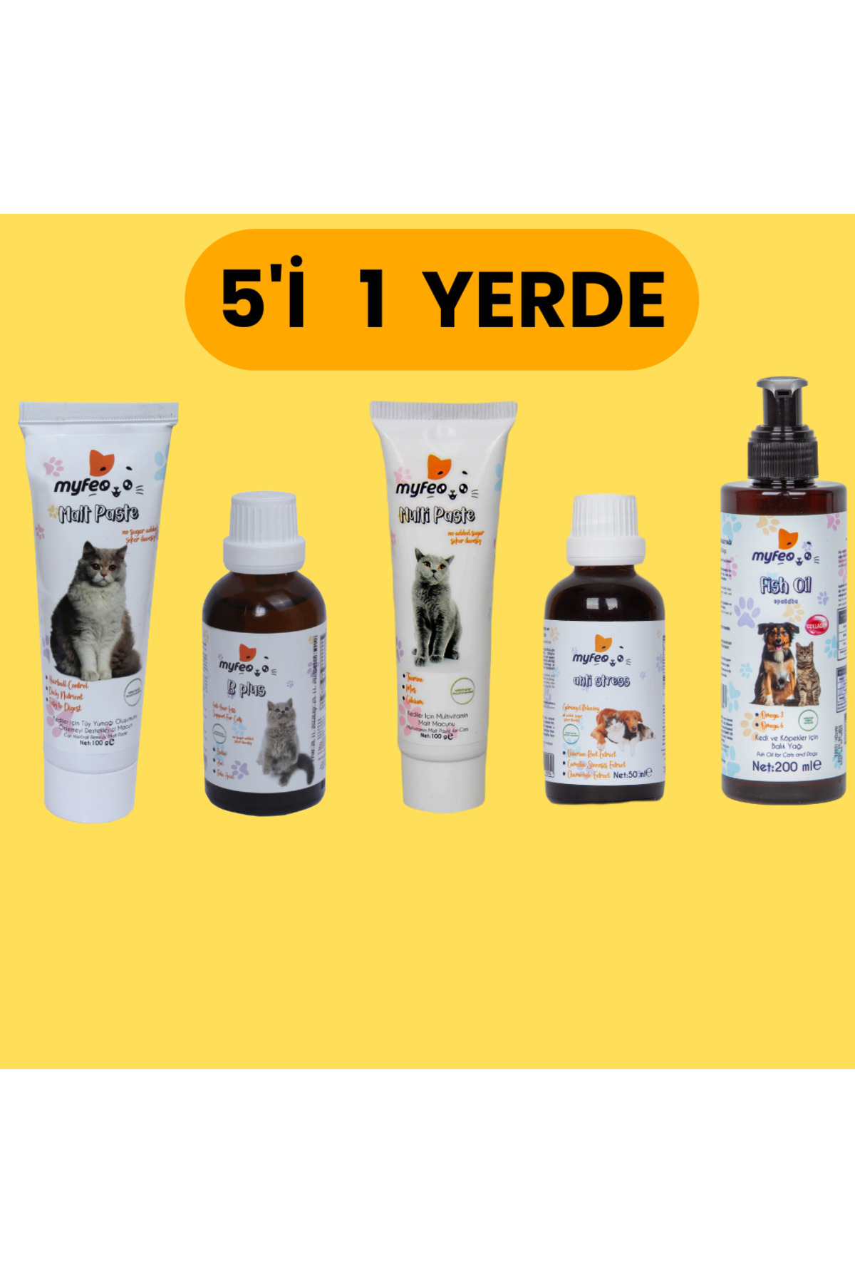 مکمل ویتامین گربه مایفئو MYFEO، مدل MF21، بسته ۵ عددی