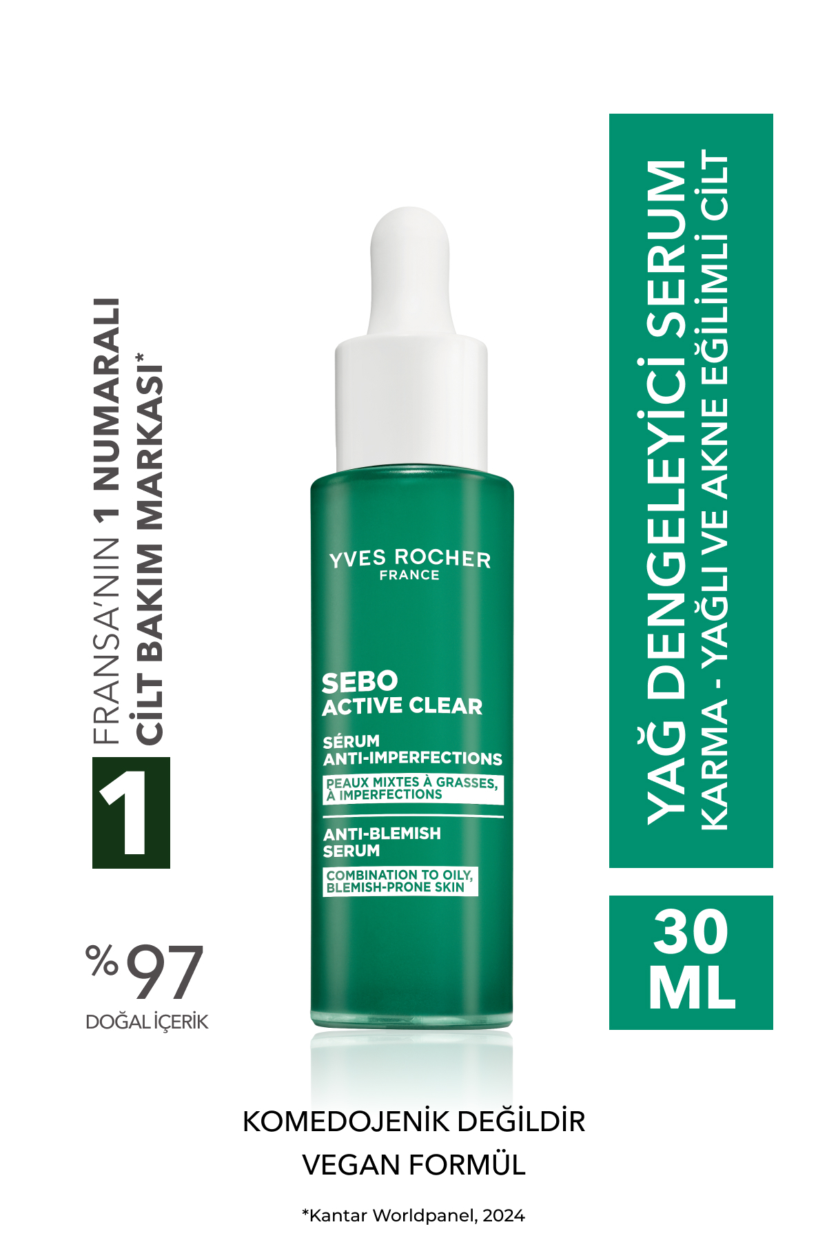 سرم پوست انجام اسید سلوسینیک متعادل کننده روغن و روی سوبوی فعال CLEAR COMPLEX 30 میل Yves Rocher